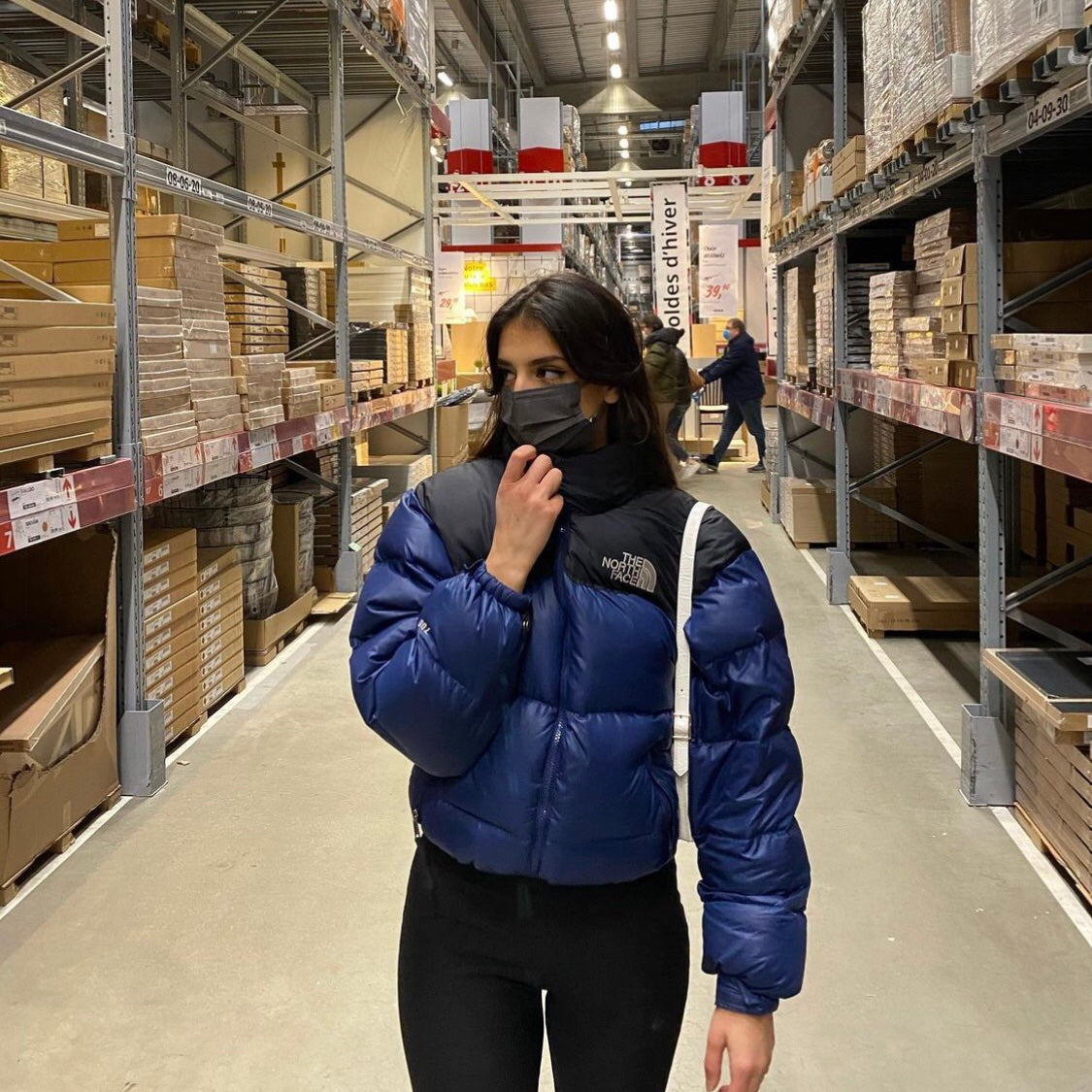 The North Face Navy Blue Puffer Jacket WITH STAIN AND REPAIR