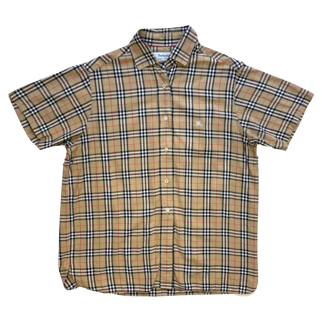 Short sleeve burberry button up on sale