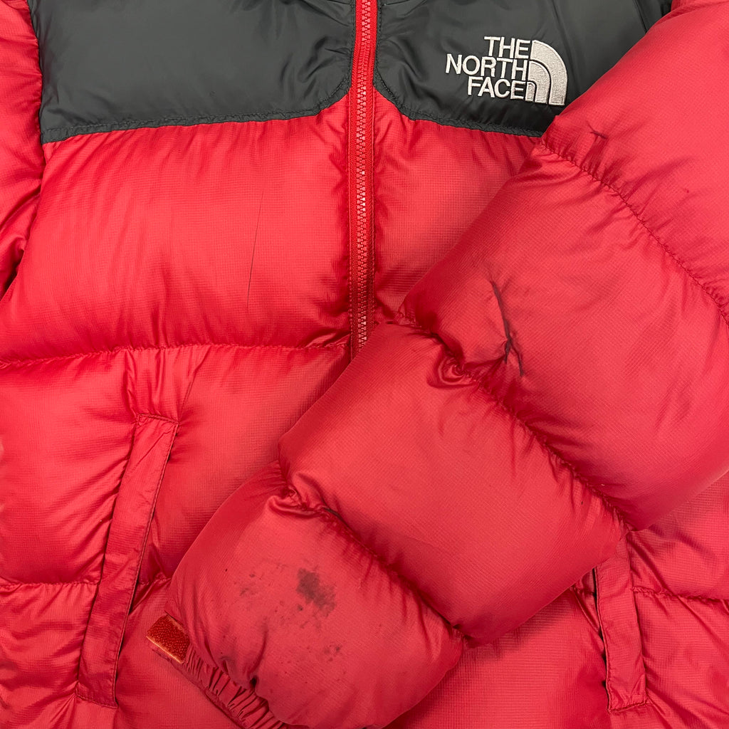The North Face Red & Grey Puffer Jacket WITH STAIN