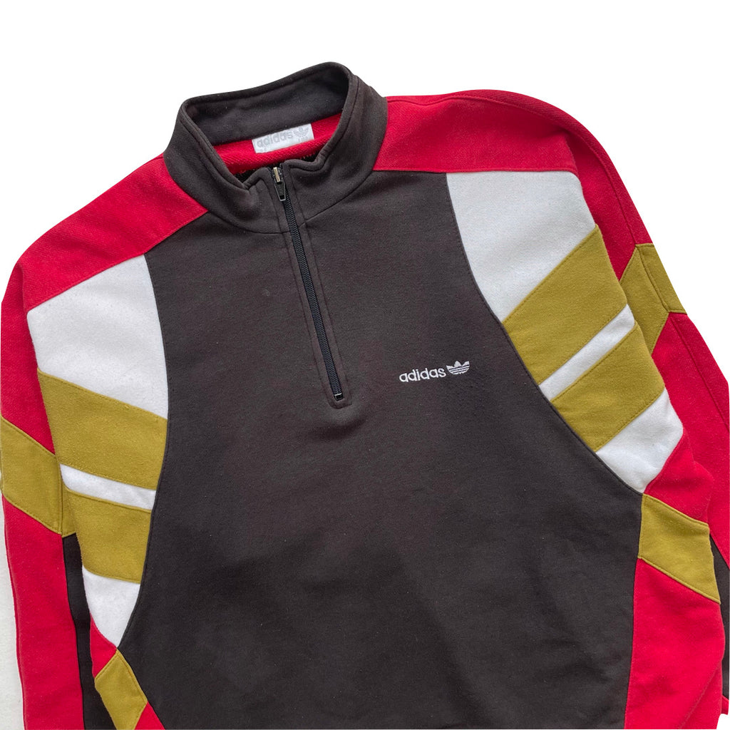 Adidas Brown & Red 1/4 Zip Sweatshirt