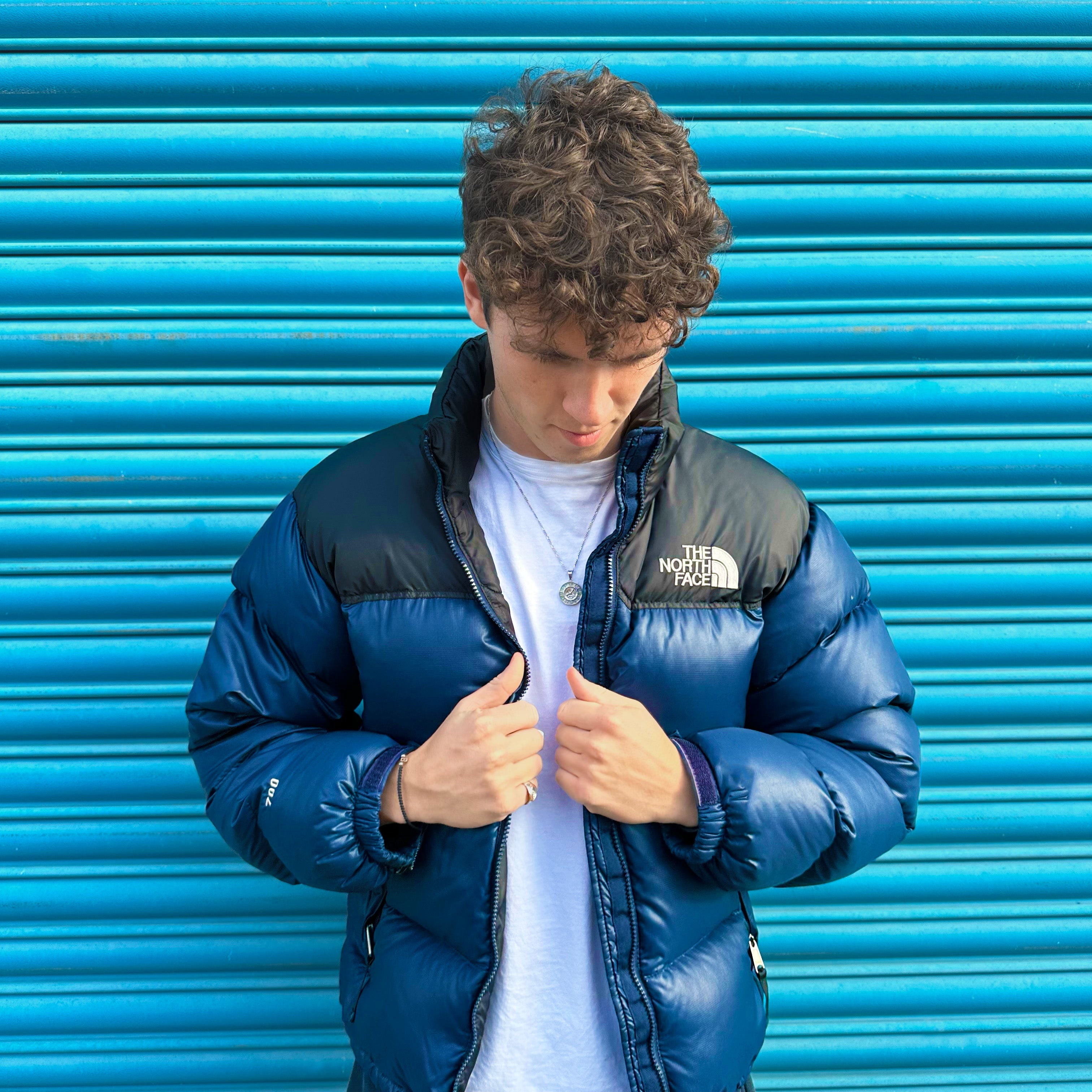 The North Face Navy Blue Puffer Jacket WITH STAIN AND REPAIR