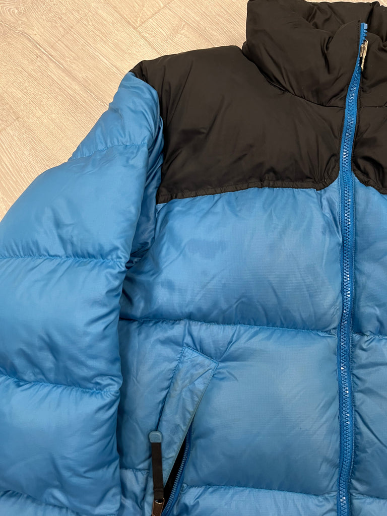 The North Face Baby Blue Puffer Jacket WITH STAIN & REPAIR