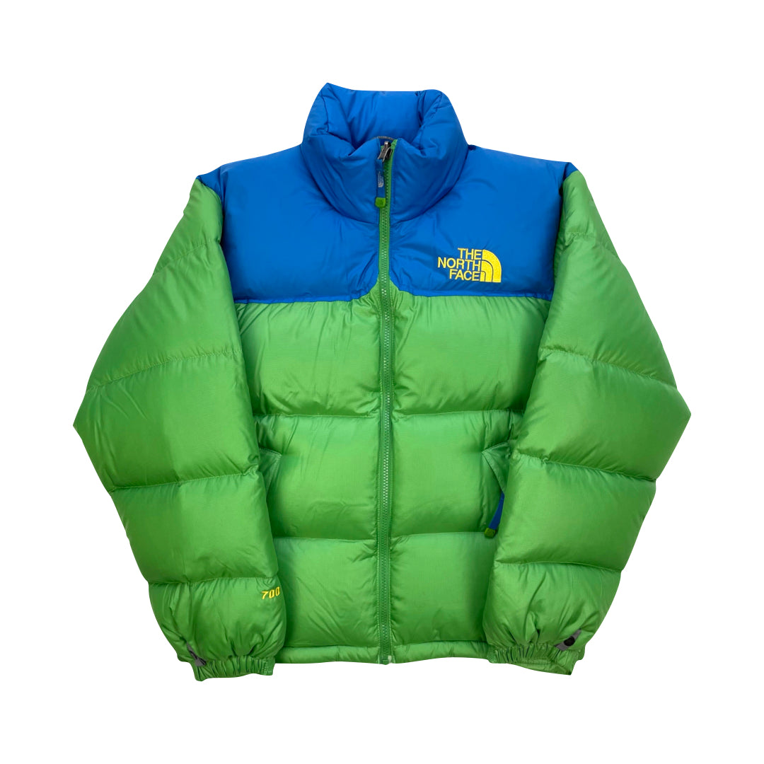 The North Face Lime Green & Blue Puffer Jacket