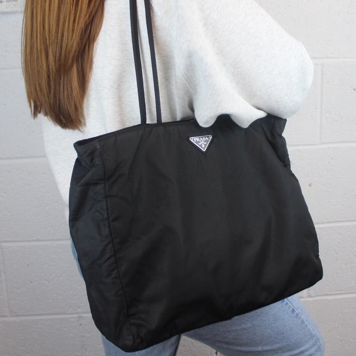 Prada Black Nylon Tote Handbag