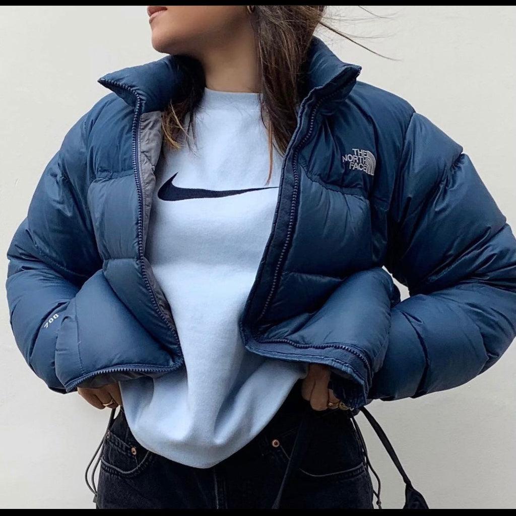 The North Face Womens Blue Puffer Jacket WITH STAIN