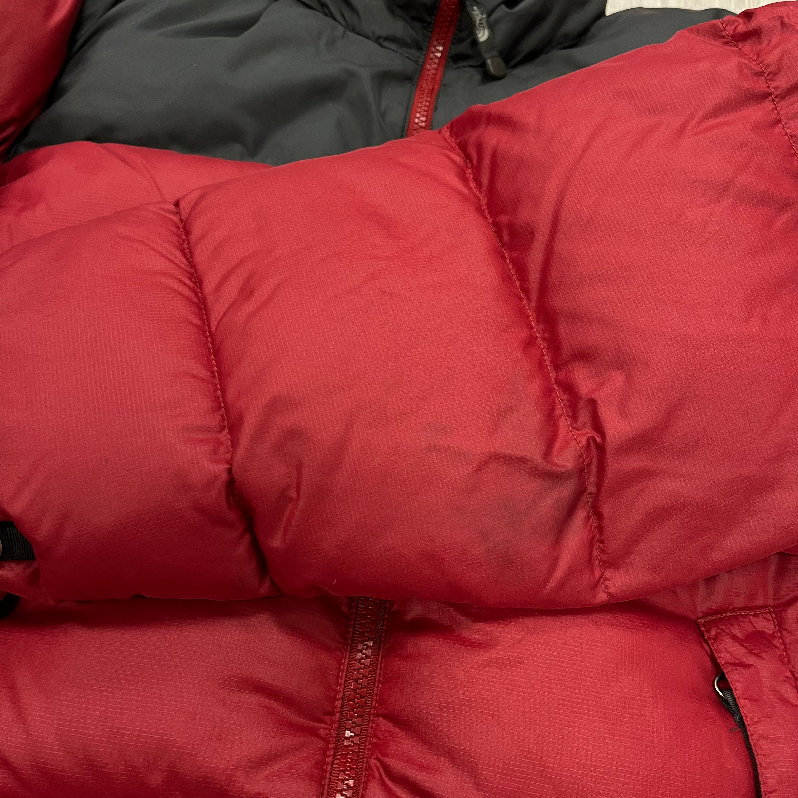 The North Face Light Maroon Red Puffer Jacket WITH STAIN