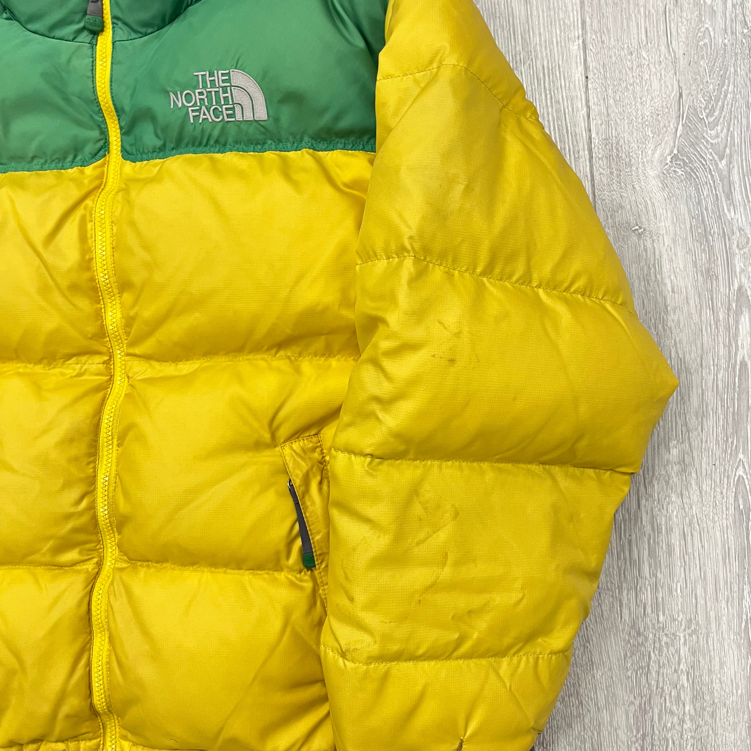 The North Face Yellow & Green Puffer Jacket WITH STAINS
