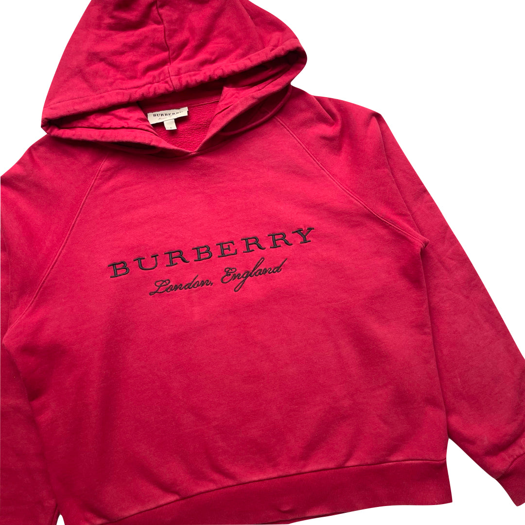 Burberry logo hoodie red hotsell