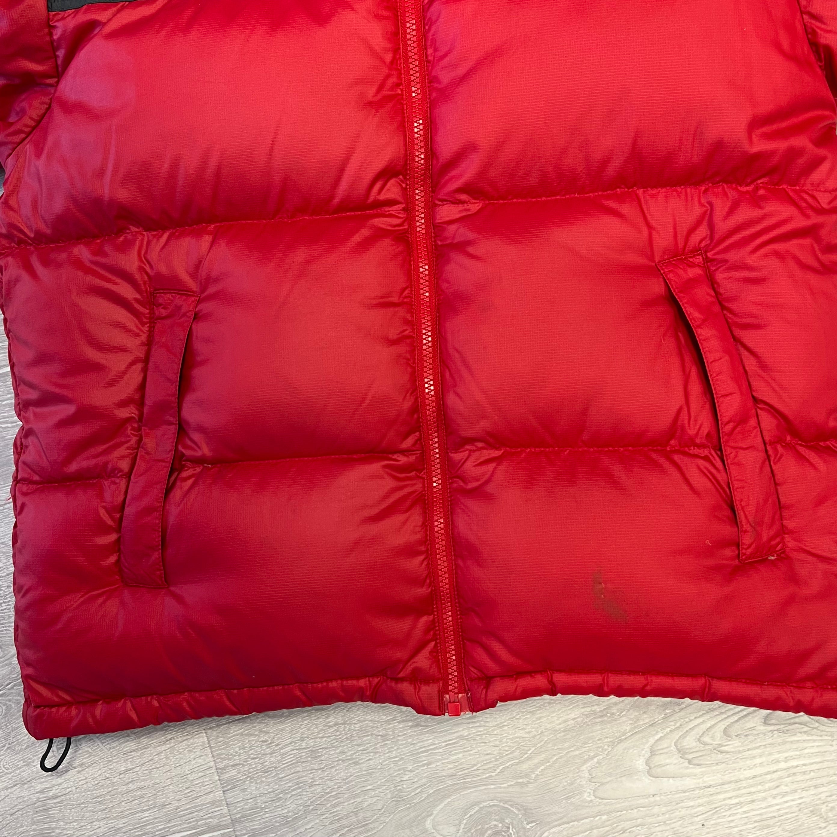 The North Face Red & Grey Puffer Jacket WITH STAIN