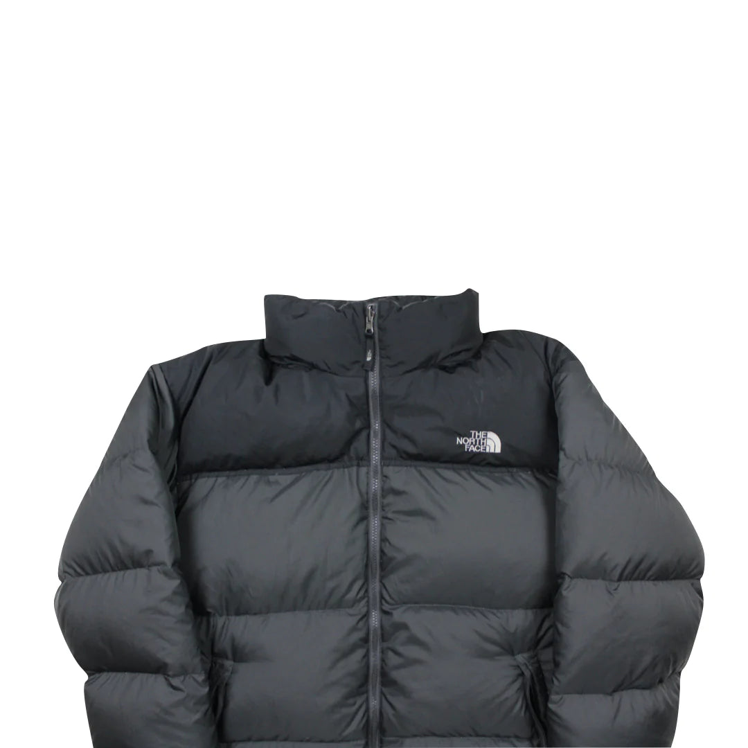 The North Face Dark Grey Matte Puffer Jacket WITH STAIN