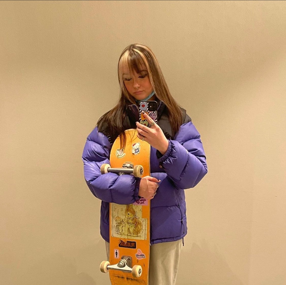 The North Face Light Purple Puffer Jacket WITH STAIN AND REPAIR