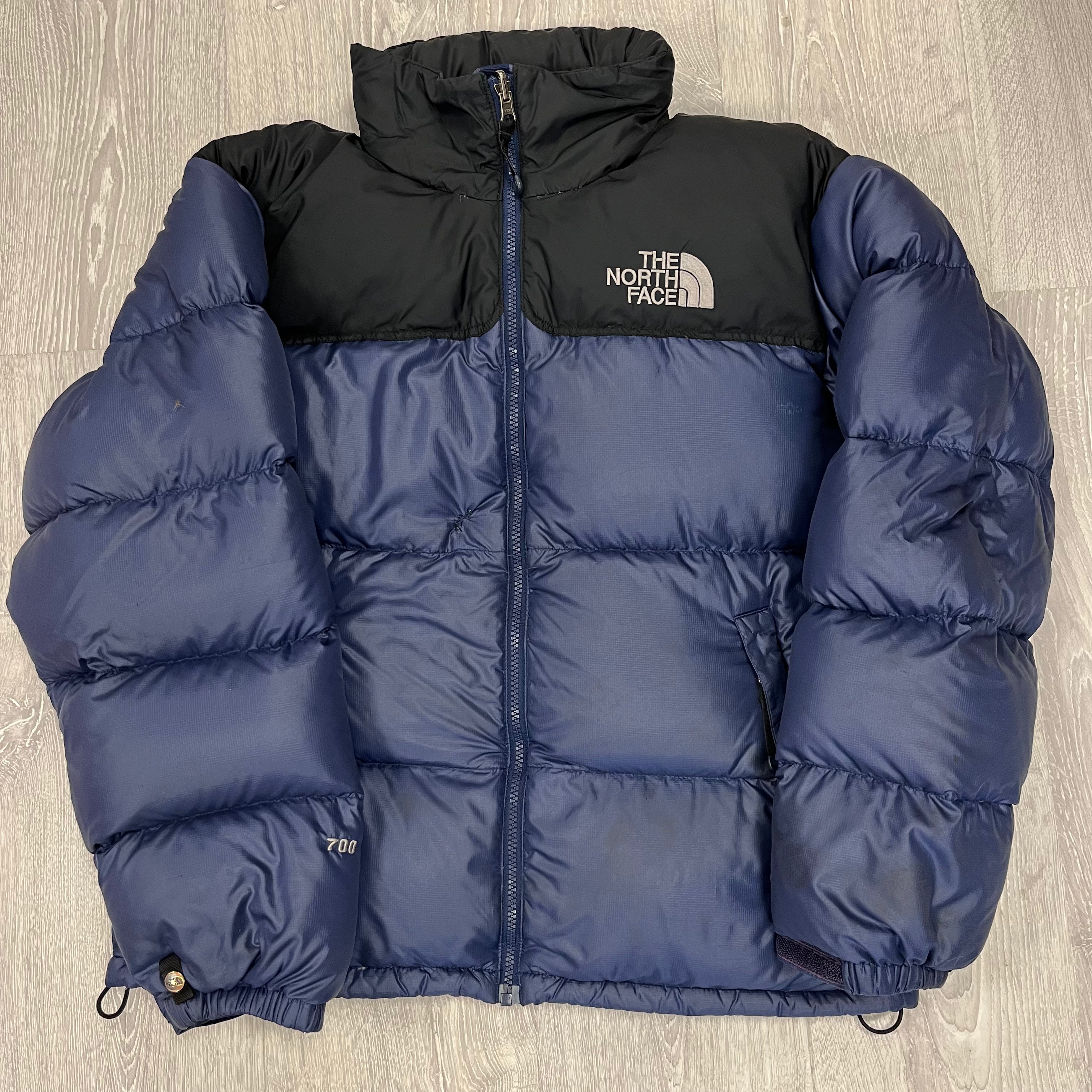 The North Face Navy Blue Puffer Jacket WITH STAINS & REPAIR
