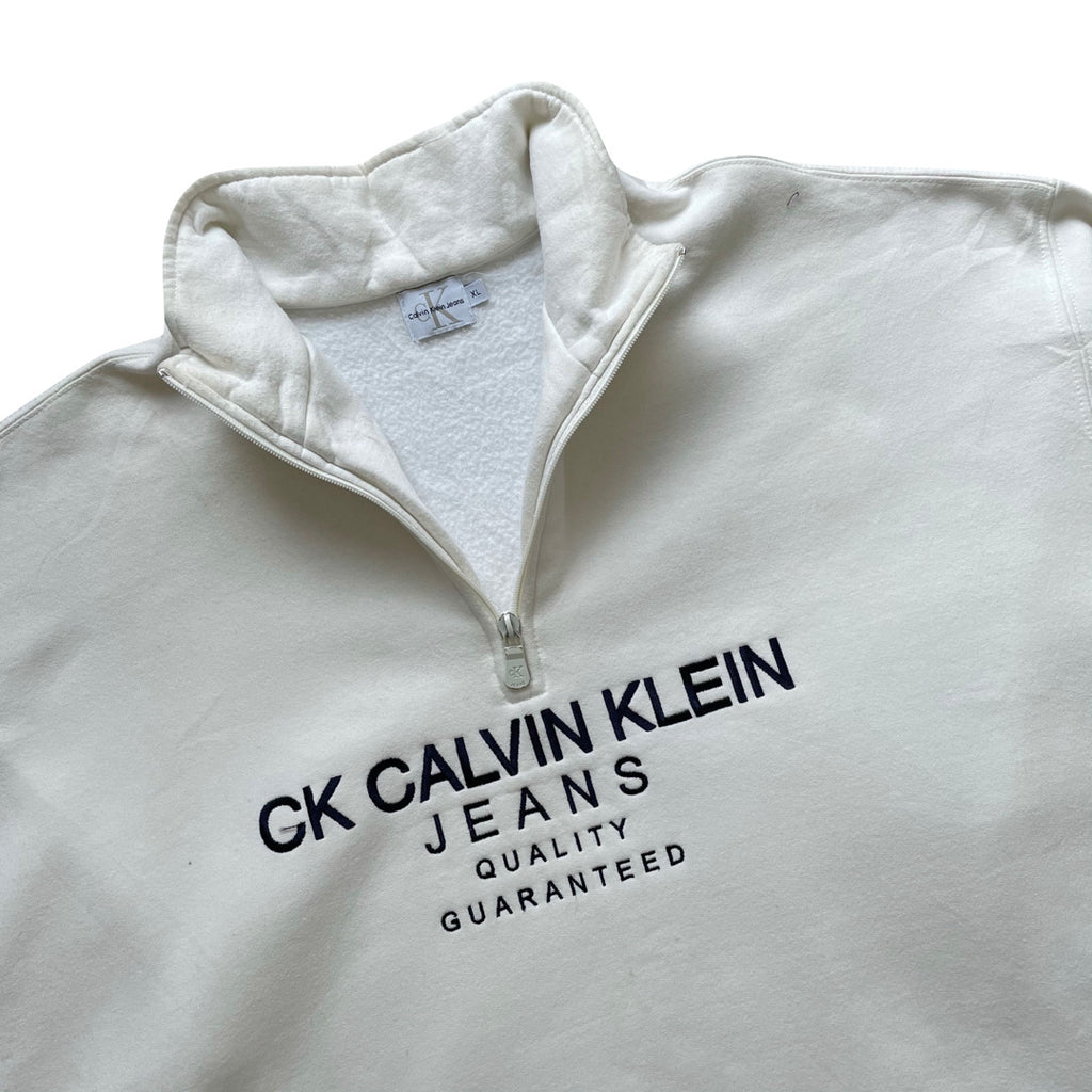Calvin Klein White/Cream 1/4 Zip Sweatshirt