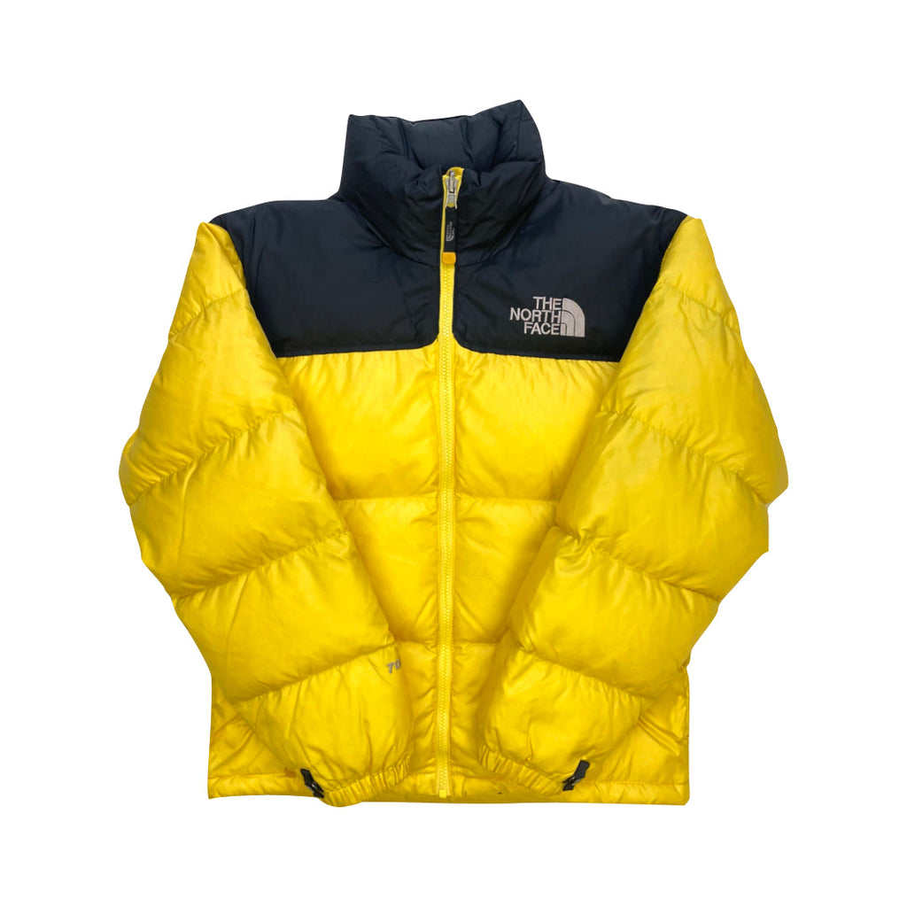 The North Face Yellow Puffer Jacket WITH STAINS AND FAULT