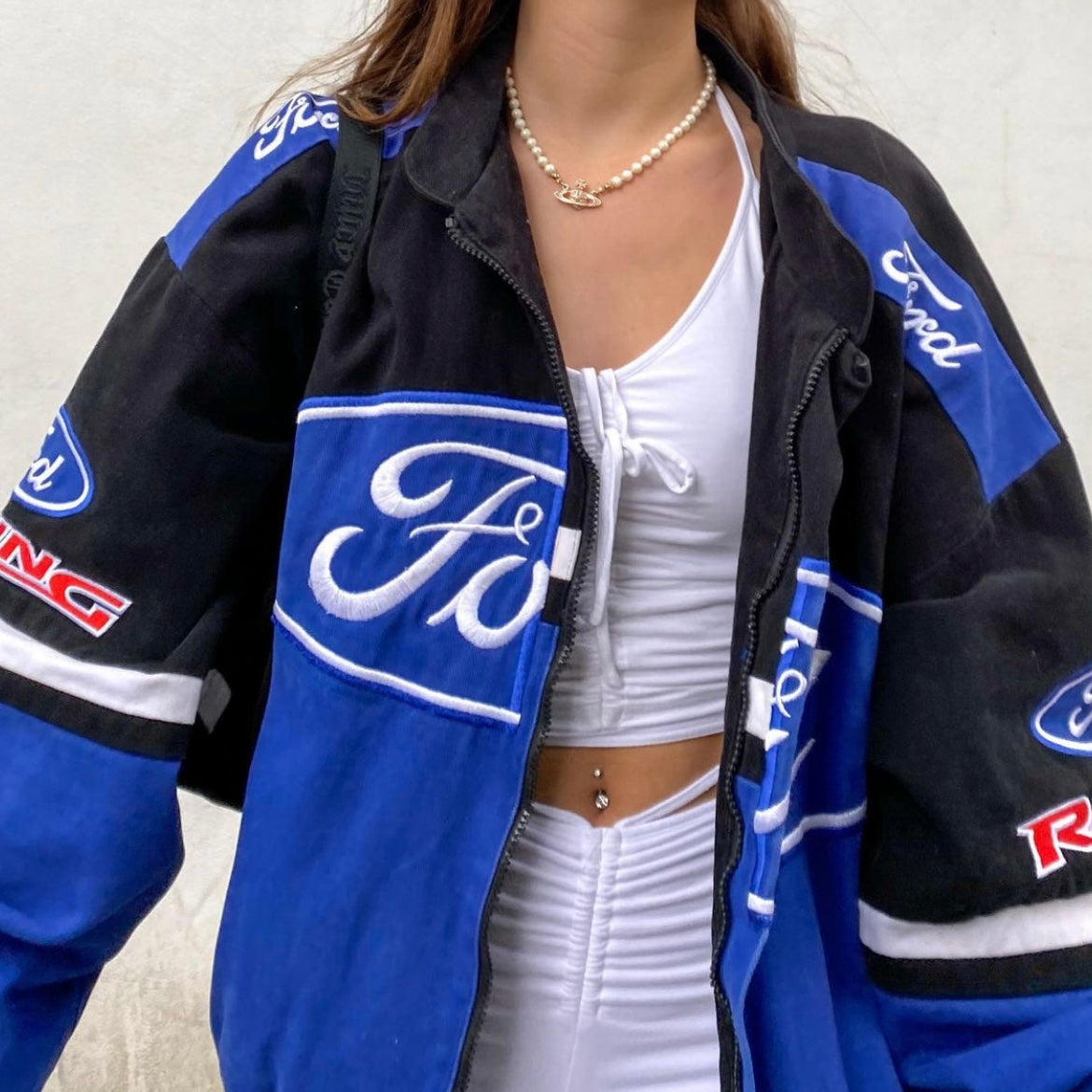 Vintage Ford Womens Racing Champions Nascar Ford Blue Jacket Ford
