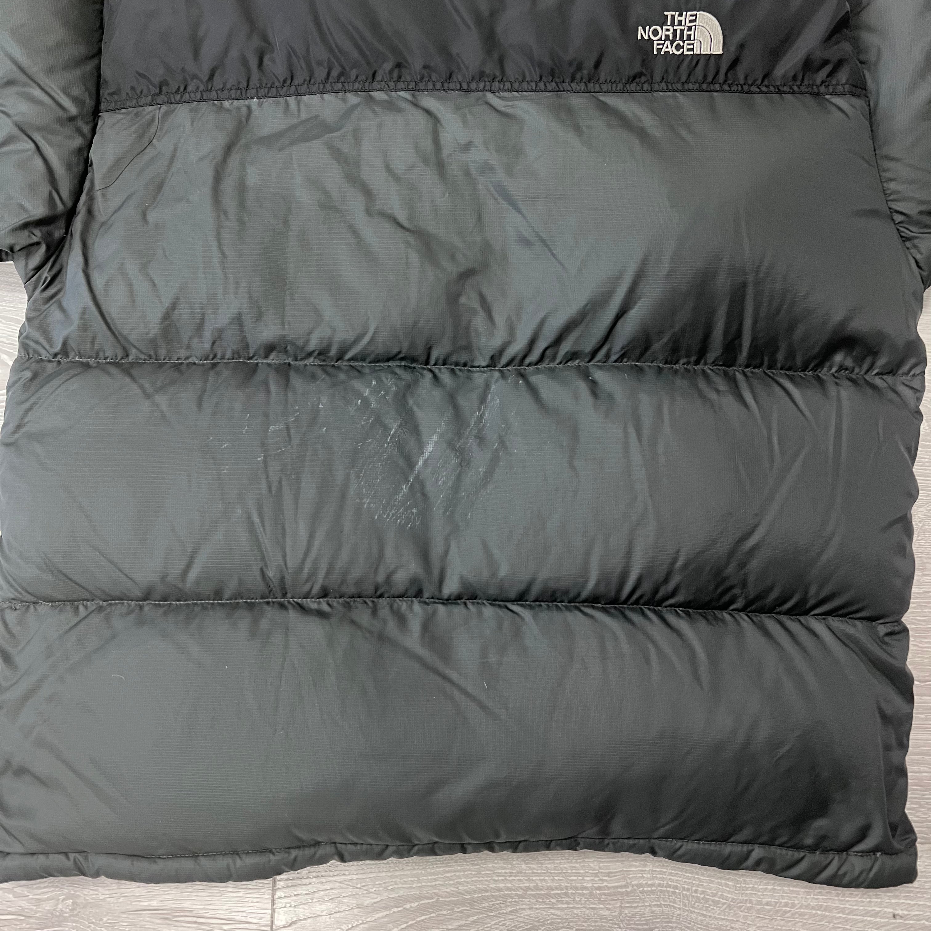 The North Face Dark Grey Puffer Jacket WITH STAIN ON THE BACK