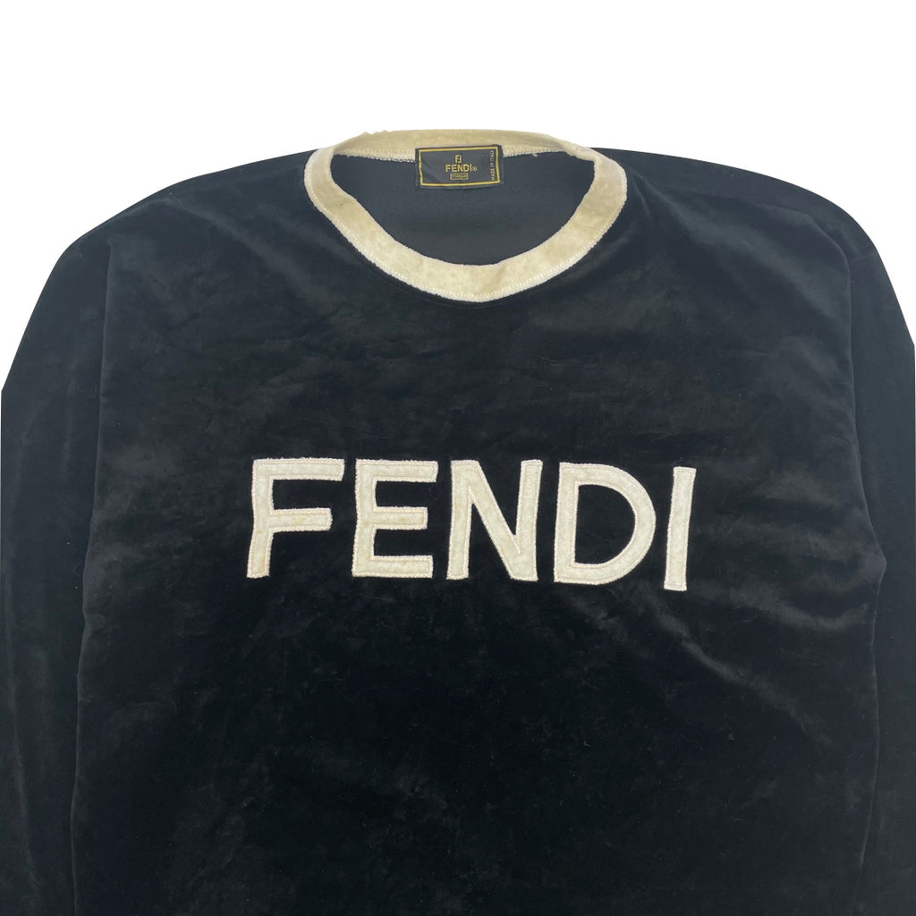 Fendi Velvet Black Long Sleeve Top / Blouse  WOMENS