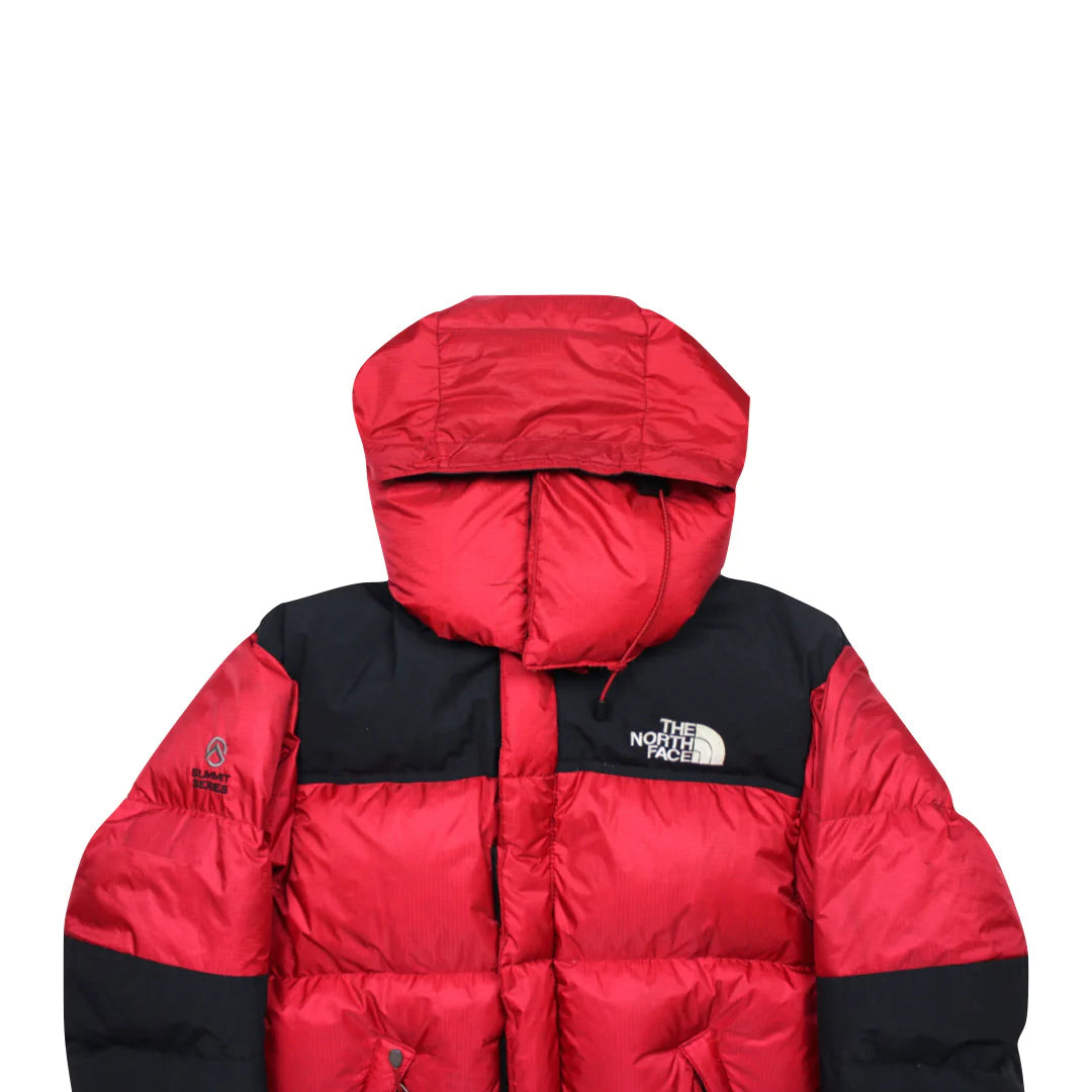 The North Face Red Baltoro Puffer Jacket WITH STAINS