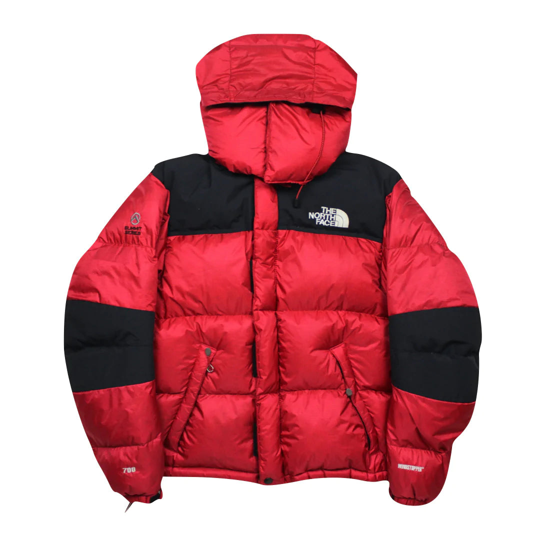 The North Face Red Baltoro Puffer Jacket WITH STAINS