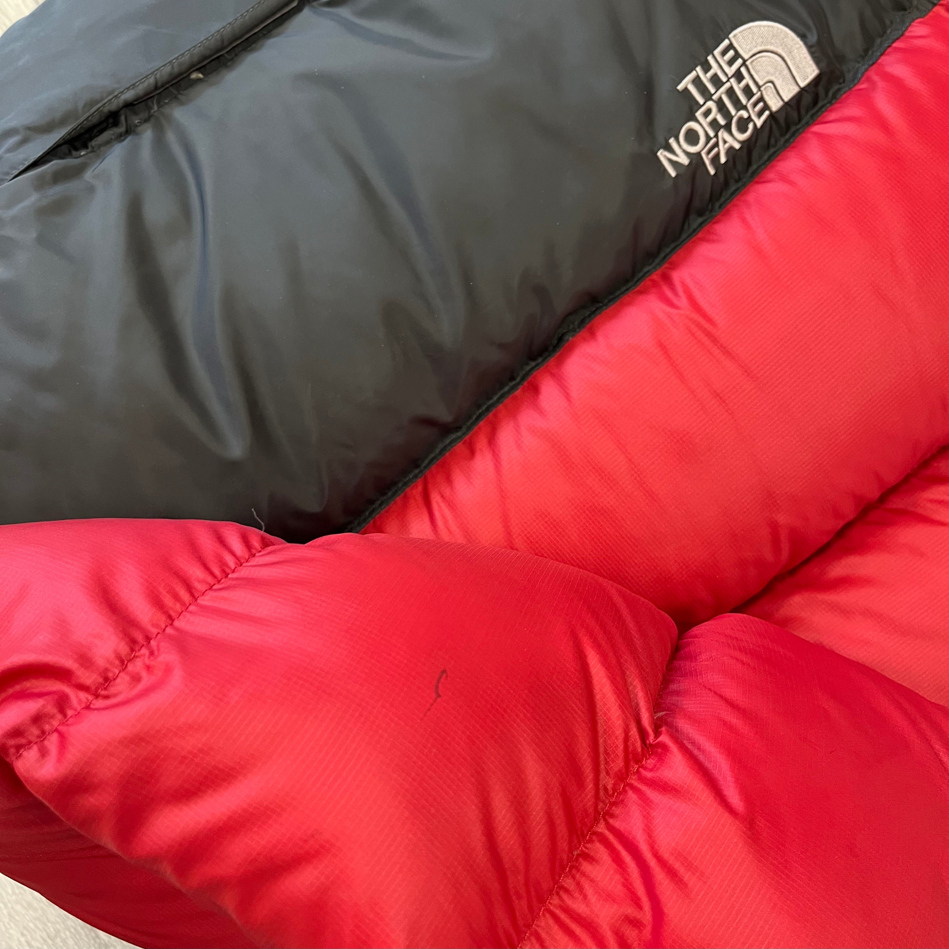 The North Face Red & Grey Puffer Jacket WITH STAIN