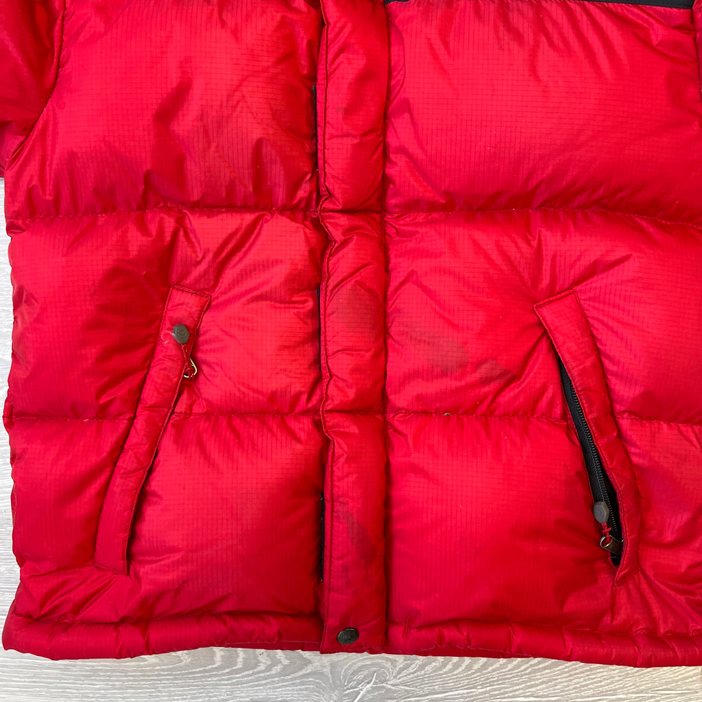 The North Face Red Baltoro Puffer Jacket WITH STAIN