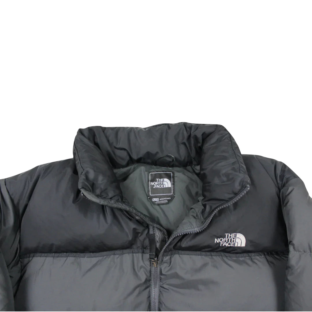 The North Face Dark Grey Puffer Jacket WITH STAIN ON THE BACK
