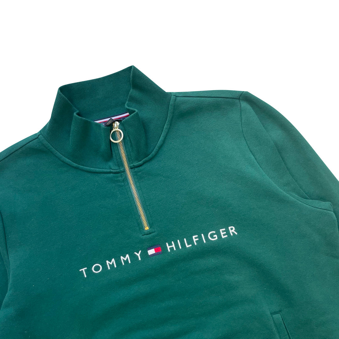 Tommy Hilfiger Green 1/4 Zip Sweatshirt We Vintage