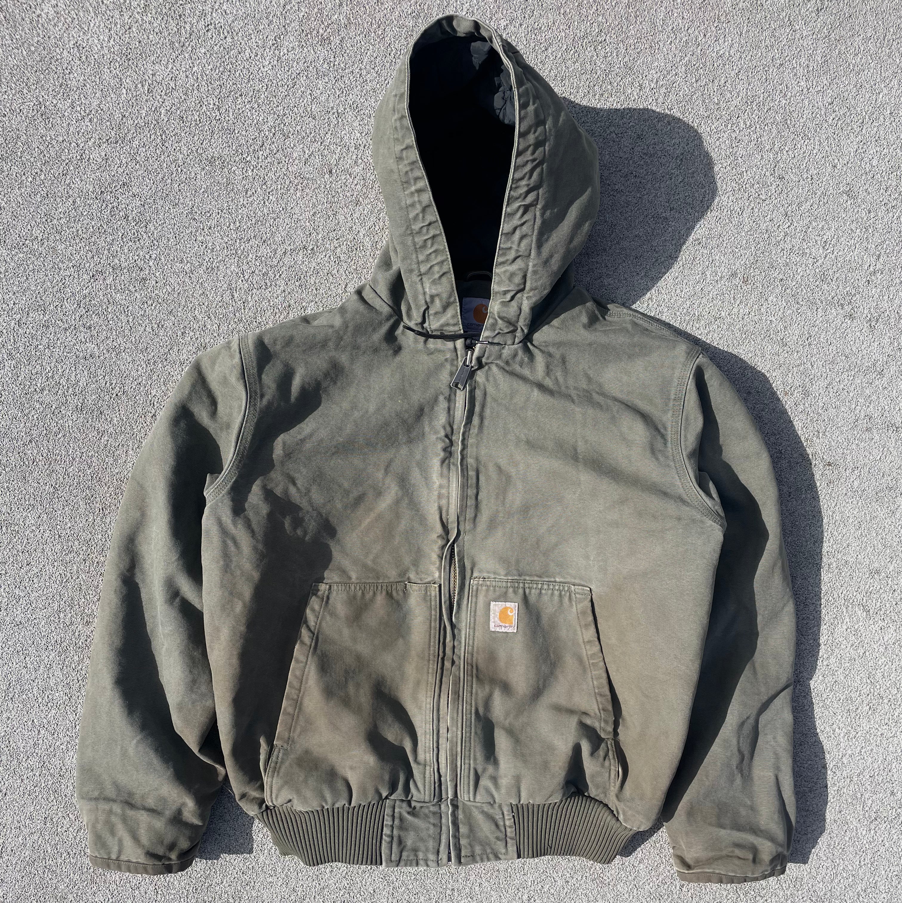 Vintage Carhartt Faded Green Hooded Jacket