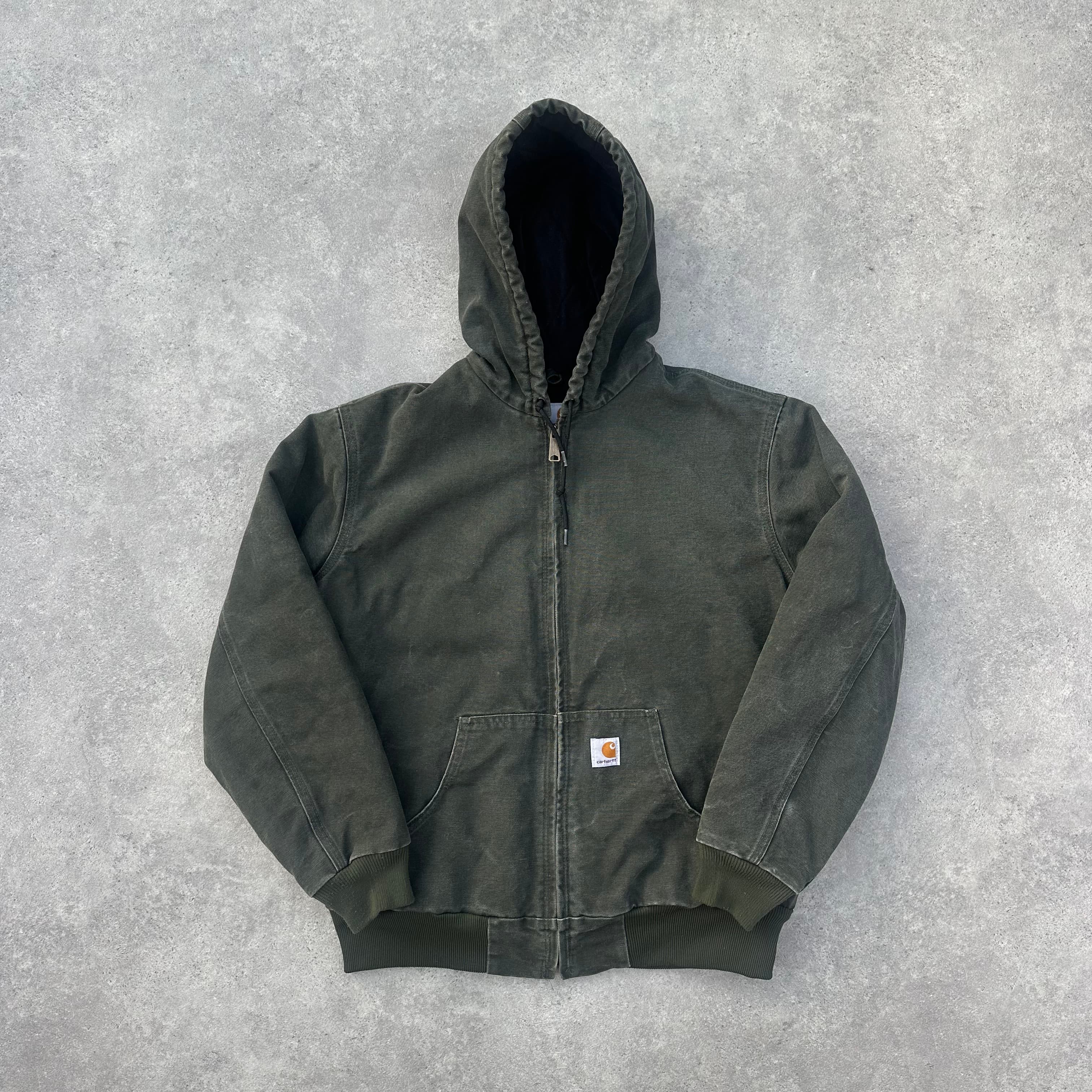 Vintage Carhartt Faded Green Hooded Jacket - Main Image