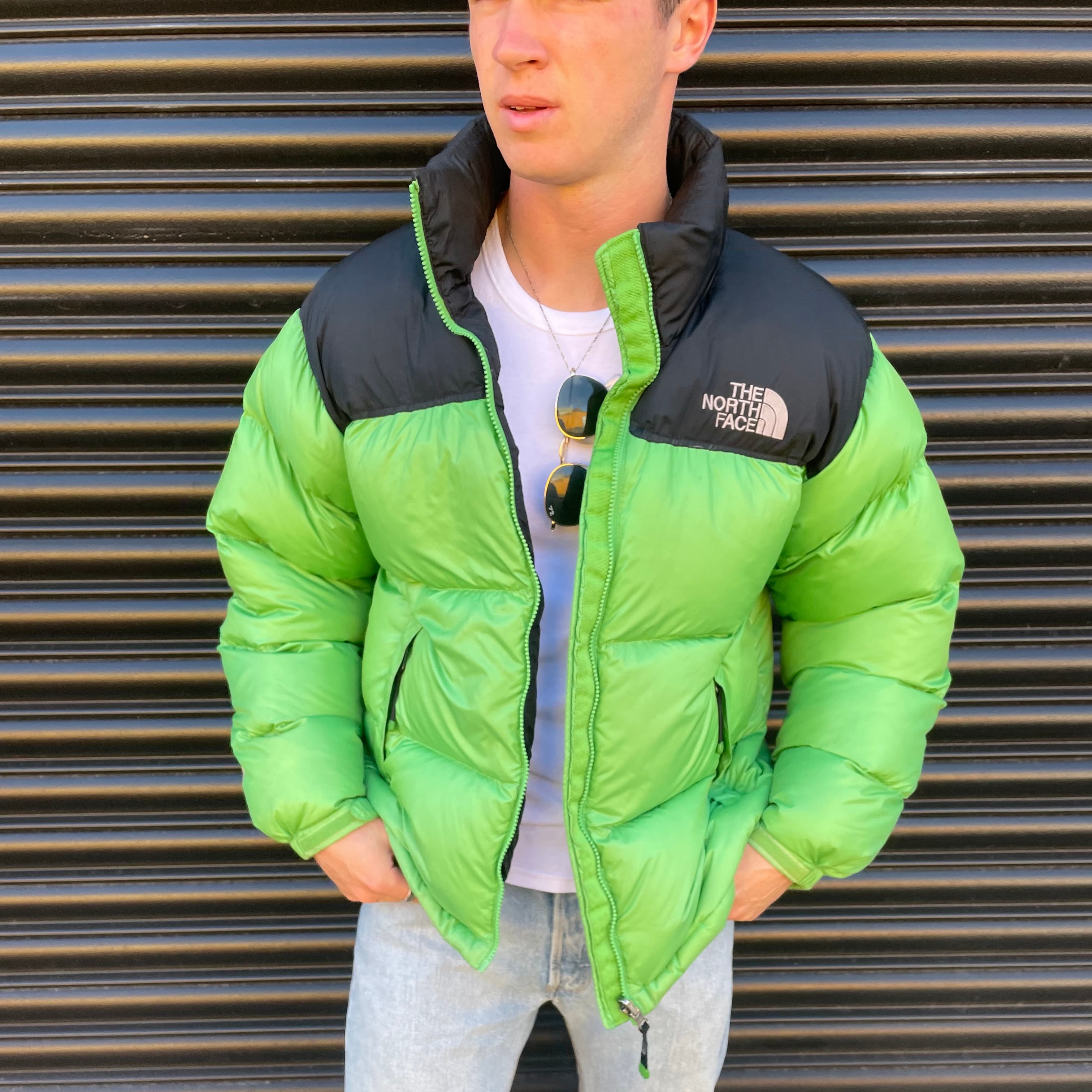 Lime green bubble jacket best sale