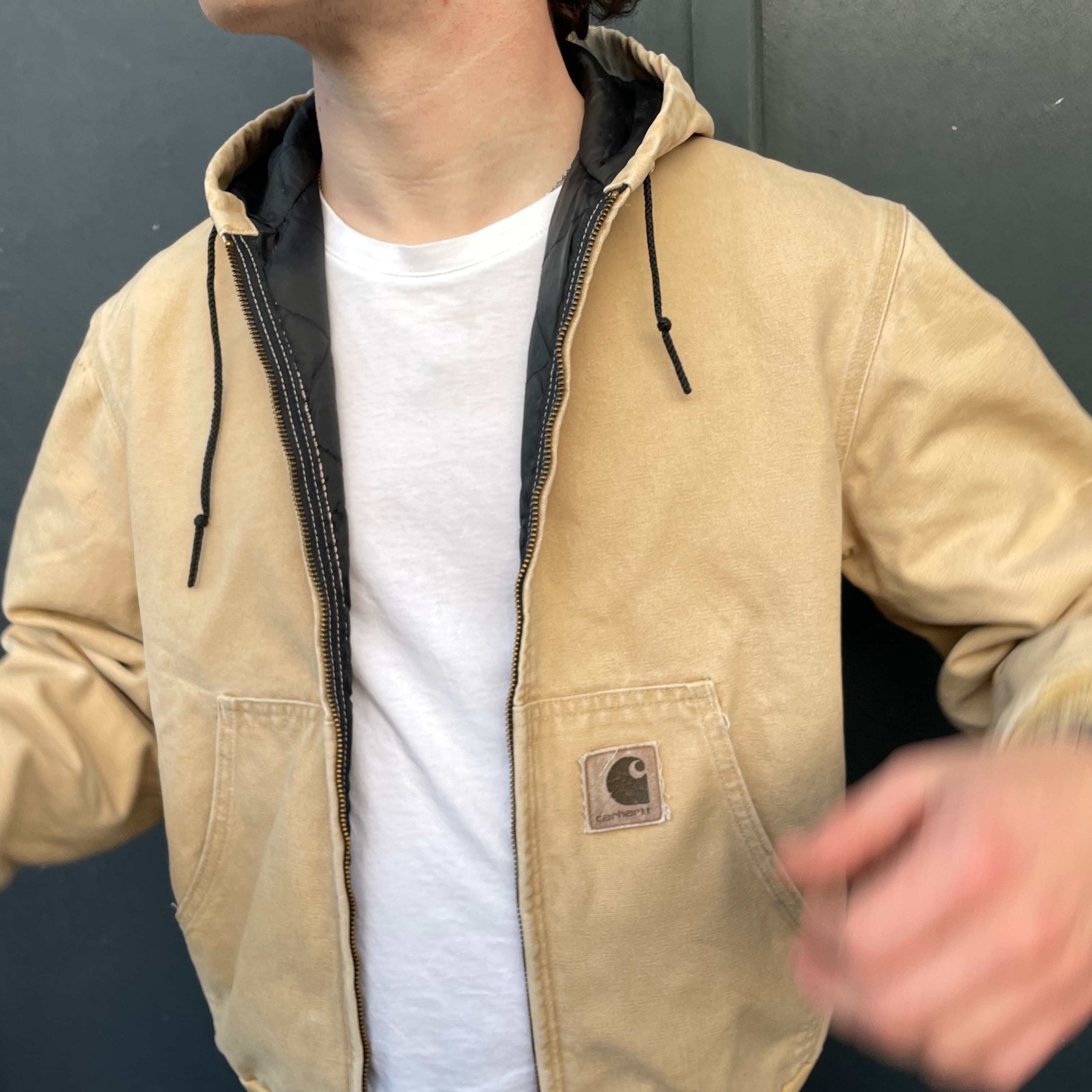 Vintage Carhartt Cream Hooded Jacket