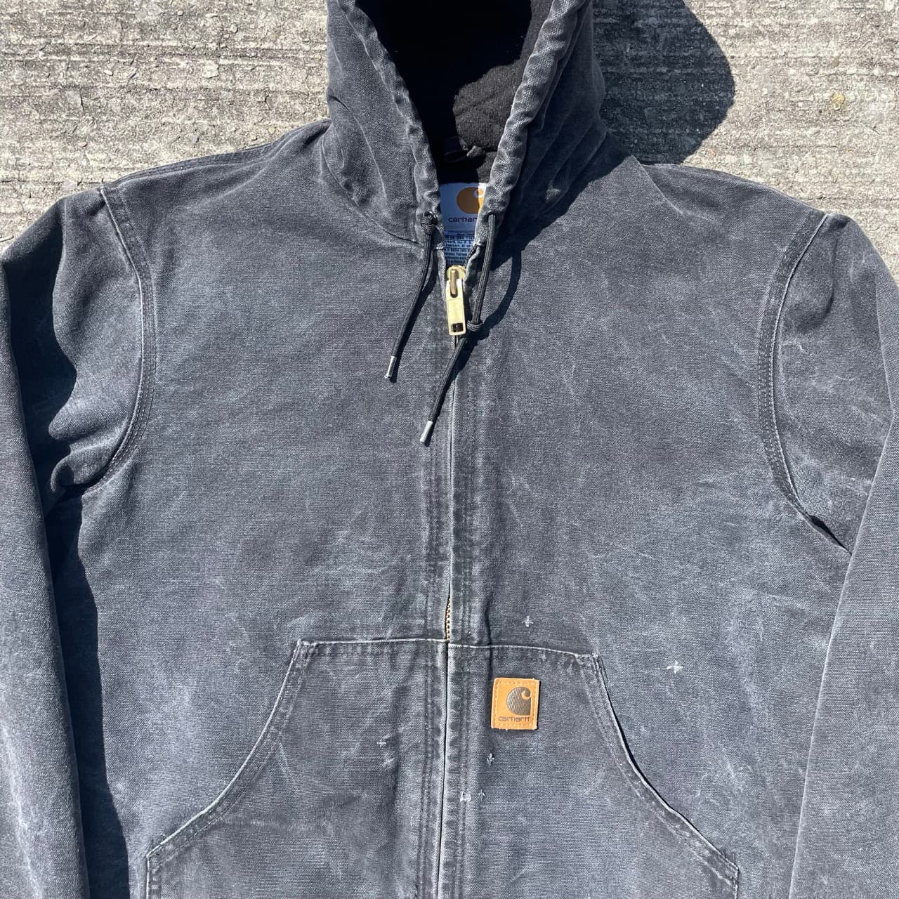 Vintage Carhartt Faded Black Hooded Jacket