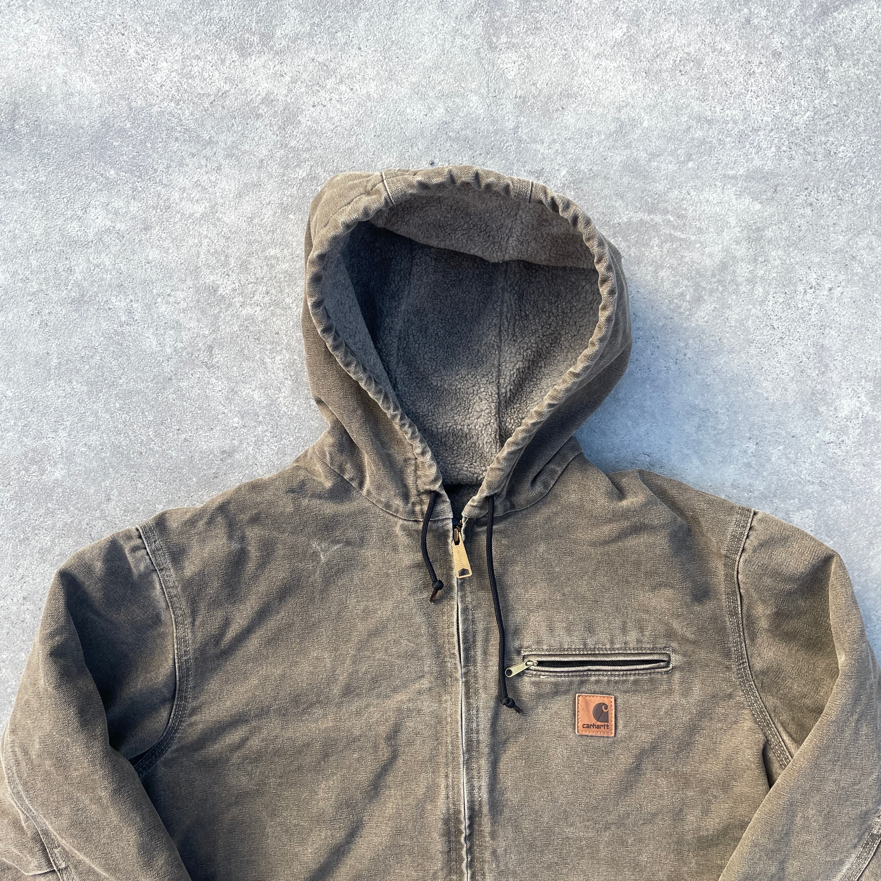 Vintage Carhartt Faded Brown Hooded Jacket