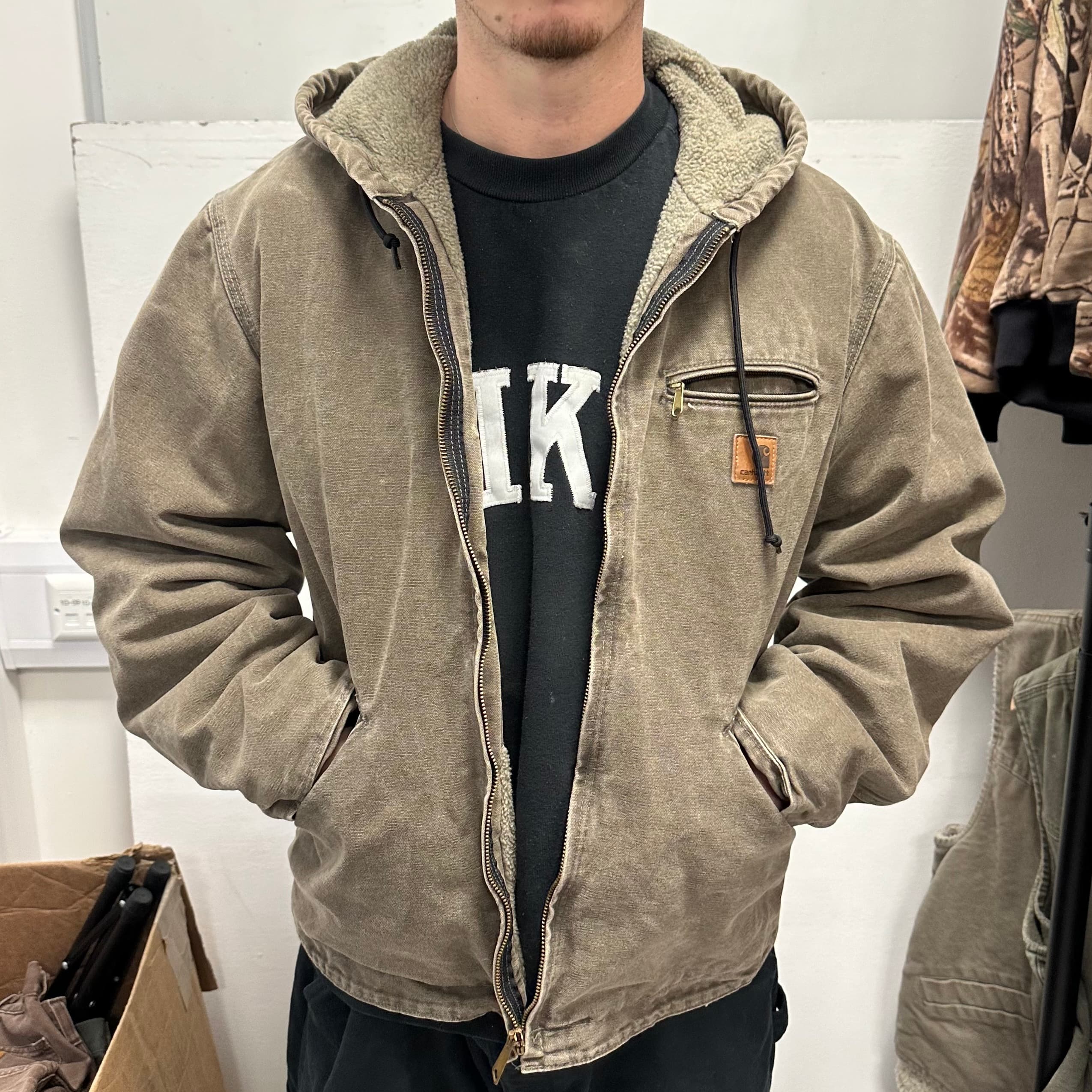 Vintage Carhartt Faded Brown Hooded Jacket