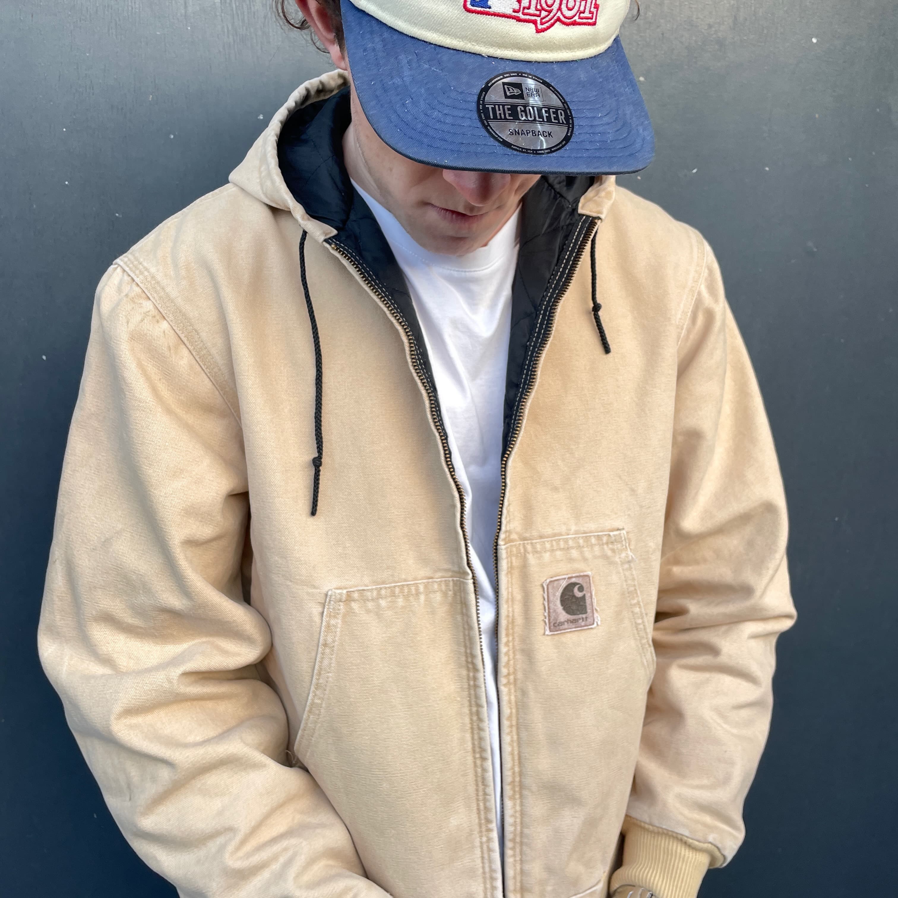 Vintage Carhartt Cream Hooded Jacket