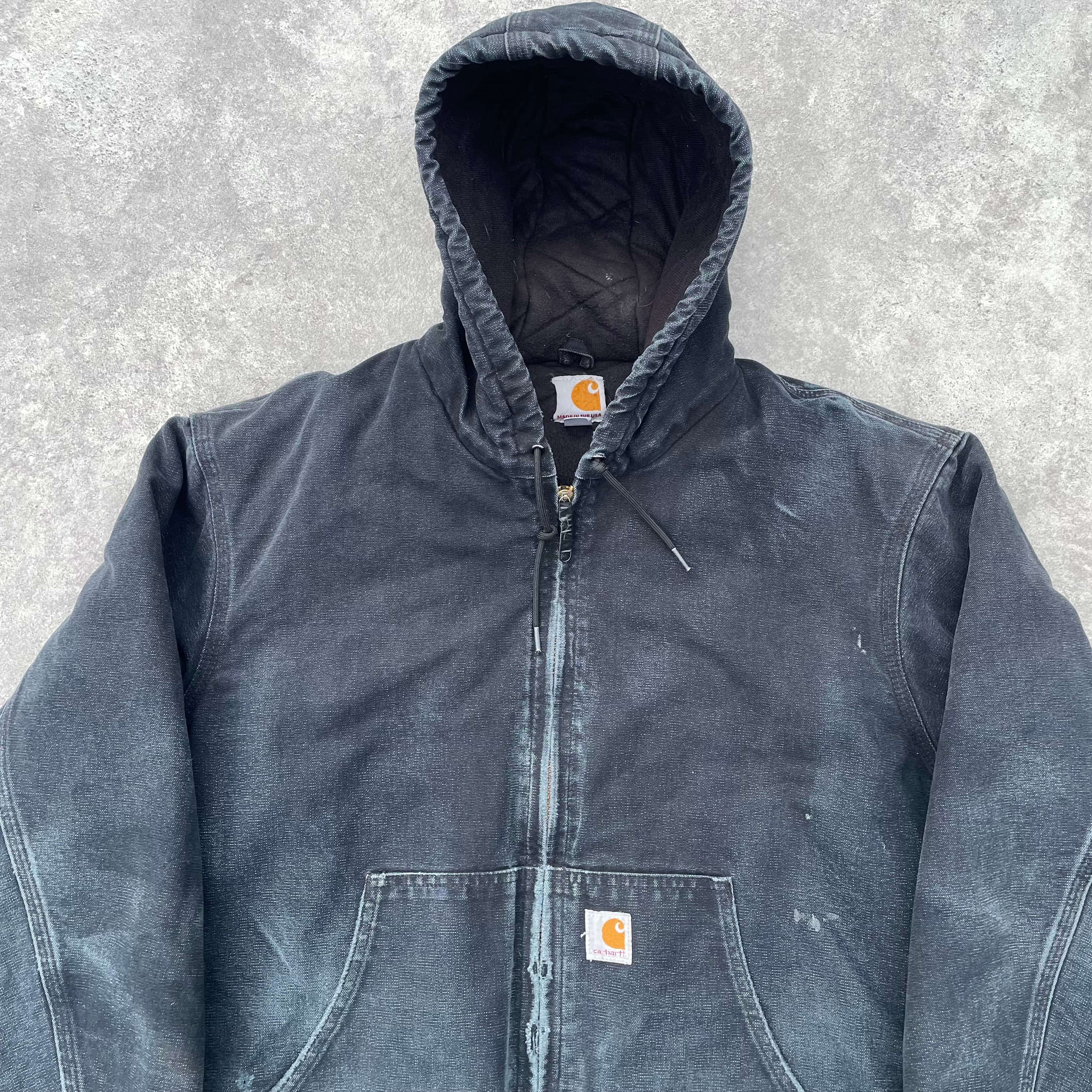 Vintage Carhartt Faded Black Hooded Jacket