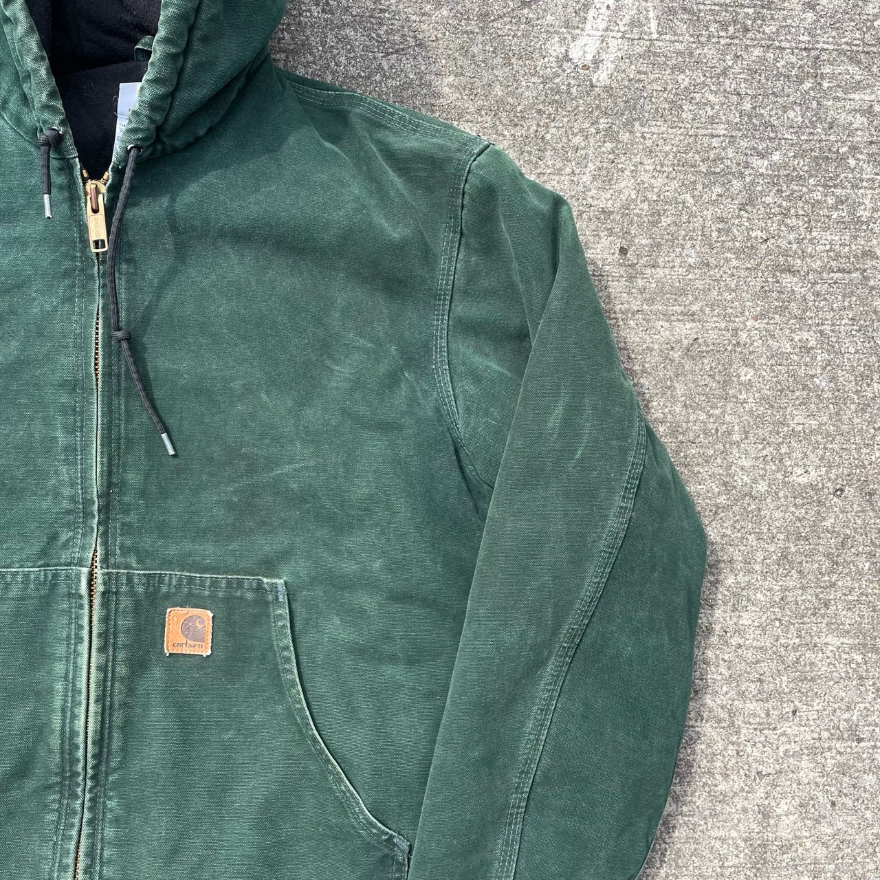 Vintage Carhartt Faded Green Hooded Jacket