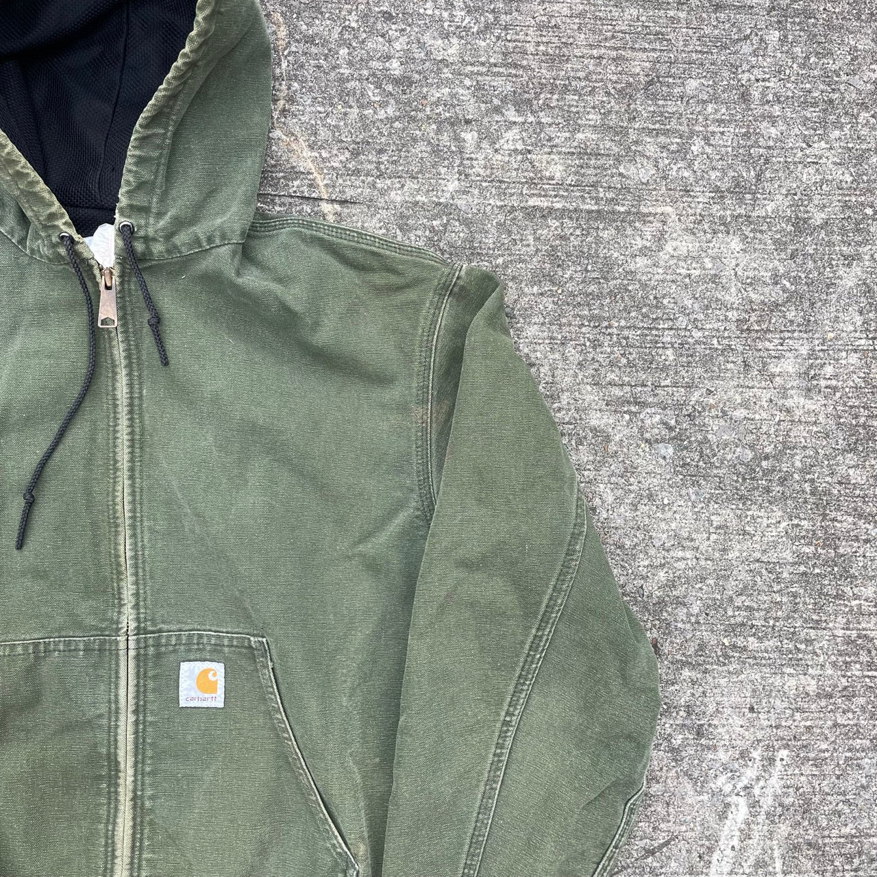 Vintage Carhartt Faded Green Hooded Jacket