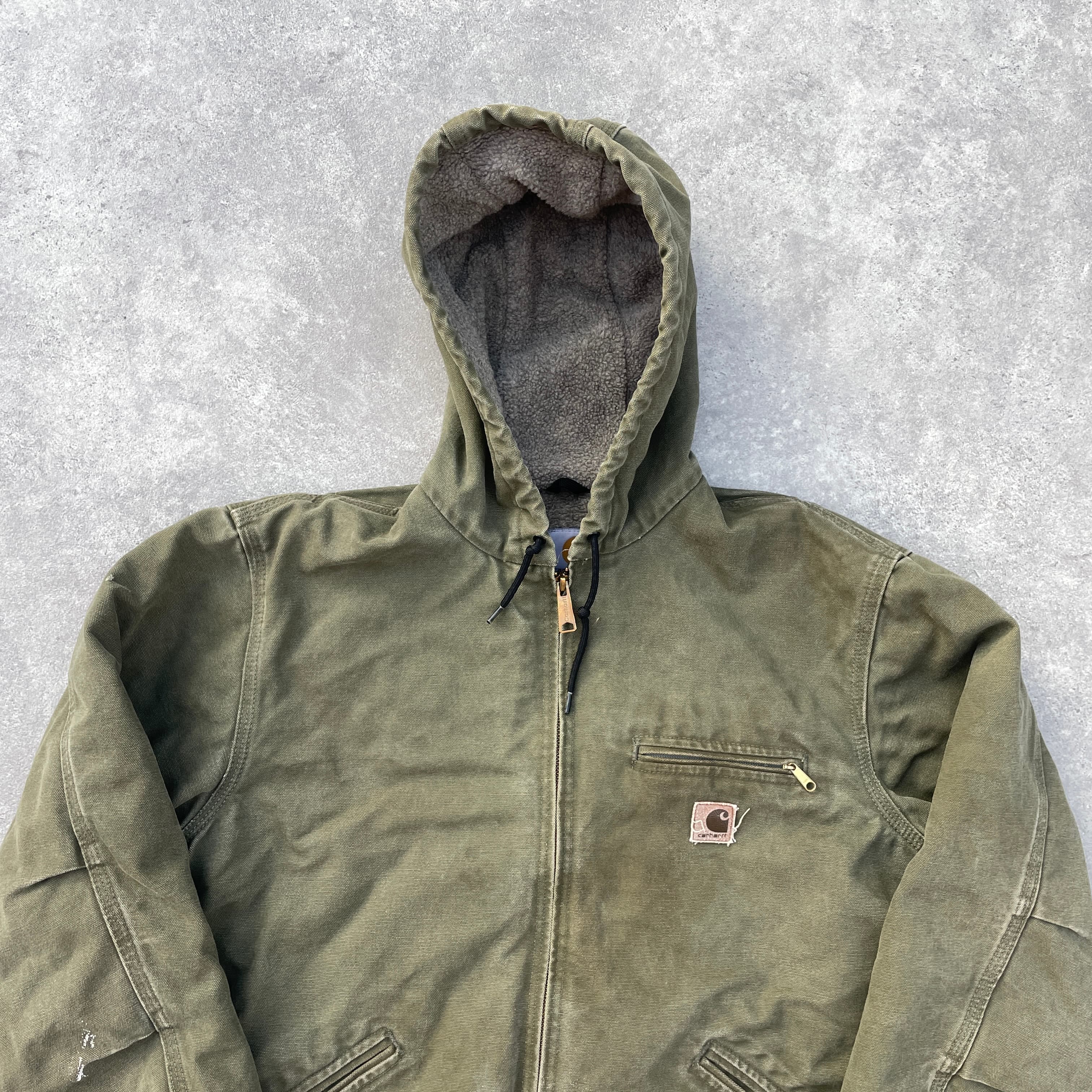 Vintage Carhartt Faded Green Hooded Jacket