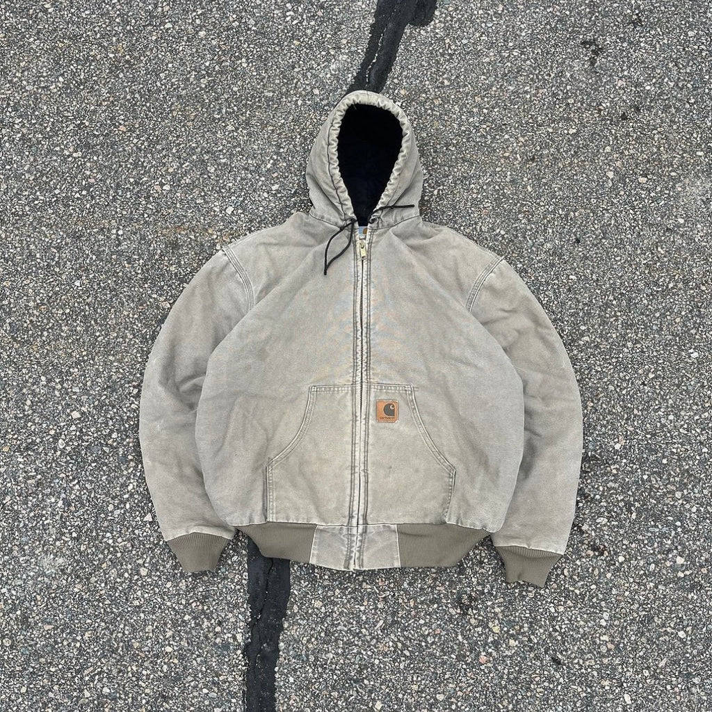 Vintage Carhartt Faded Beige Hooded Jacket
