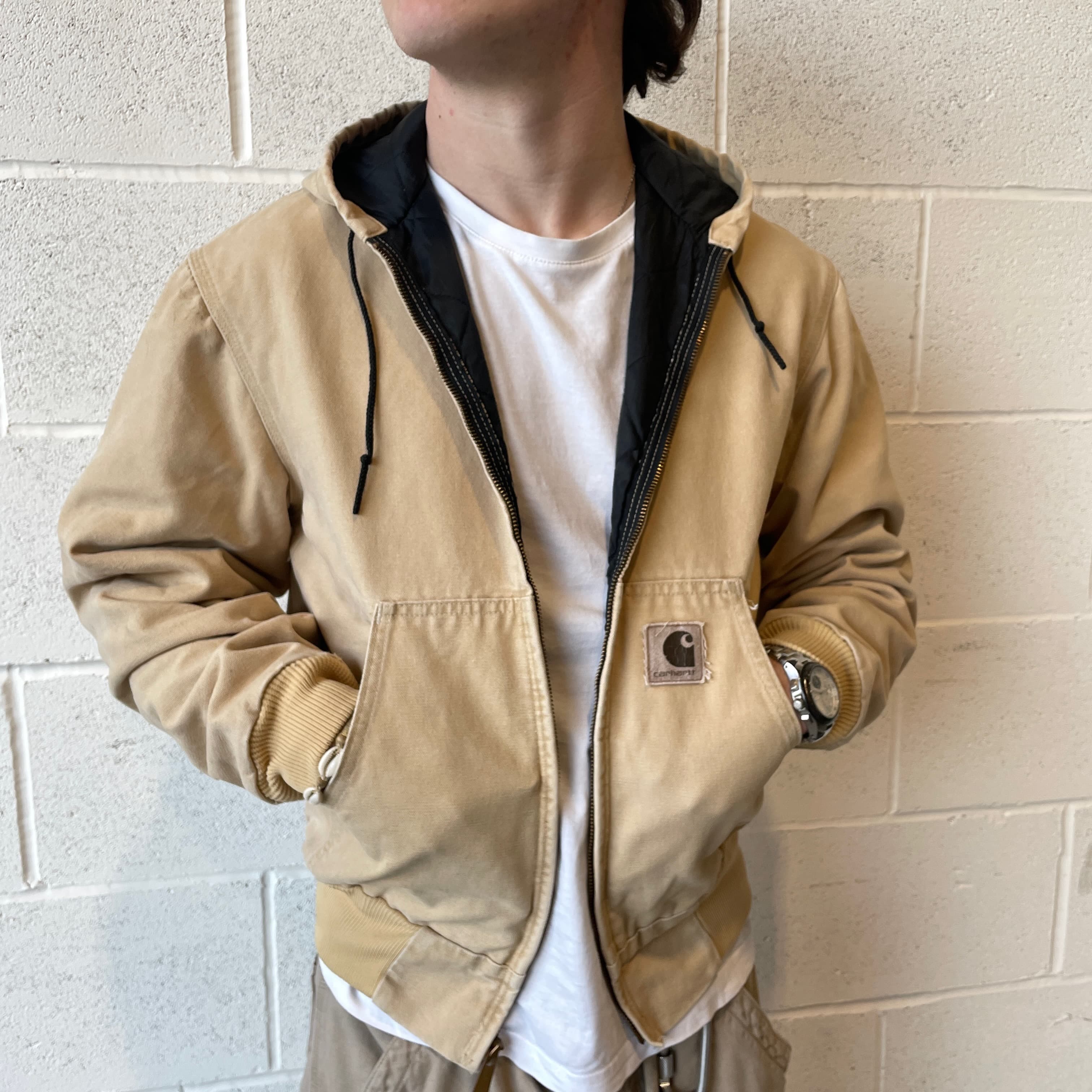 Vintage Carhartt Cream Hooded Jacket