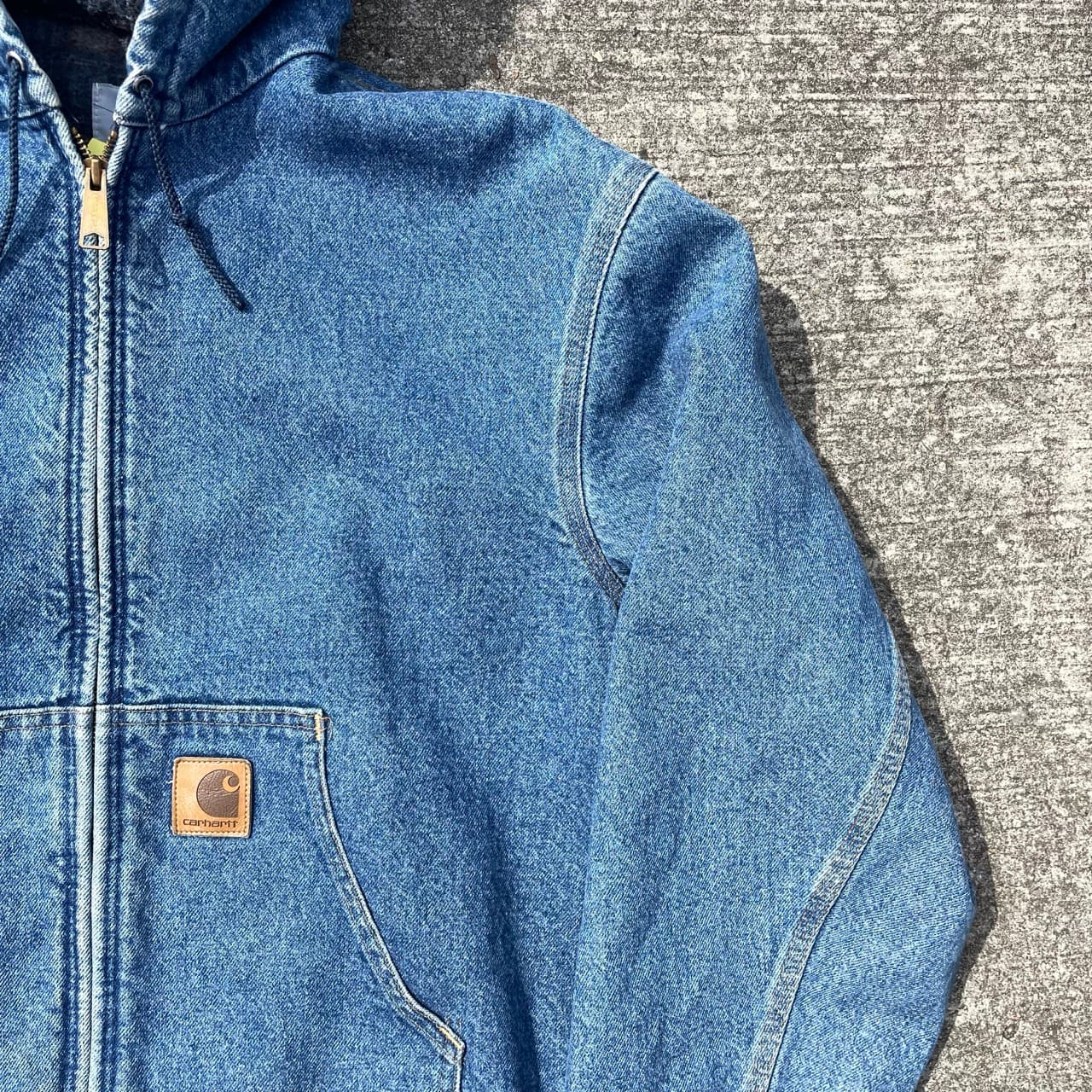 Vintage Carhartt Denim Blue Hooded Jacket