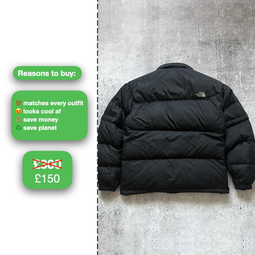 The North Face Matte Black Puffer Jacket