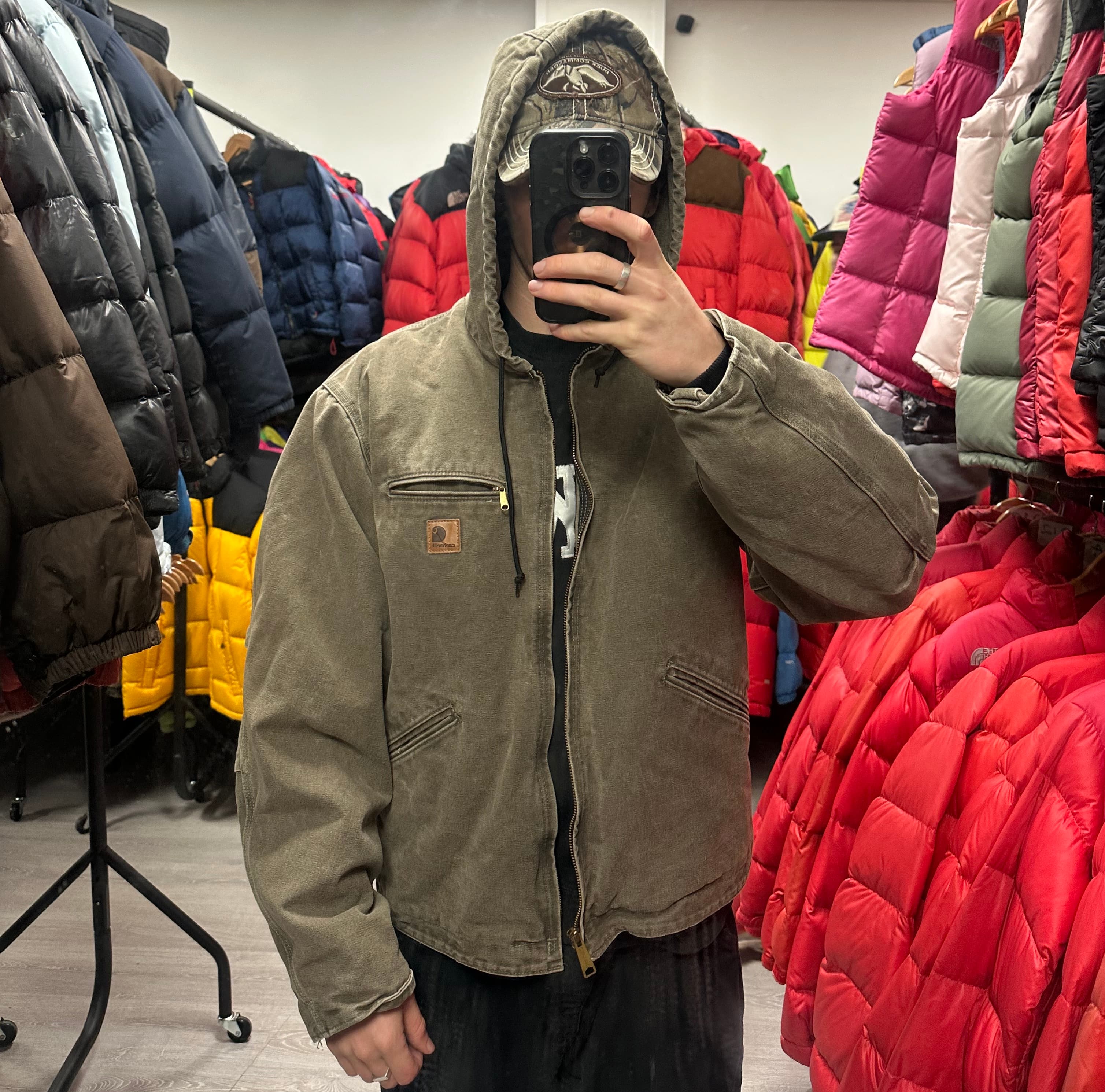 Vintage Carhartt Faded Brown Hooded Jacket