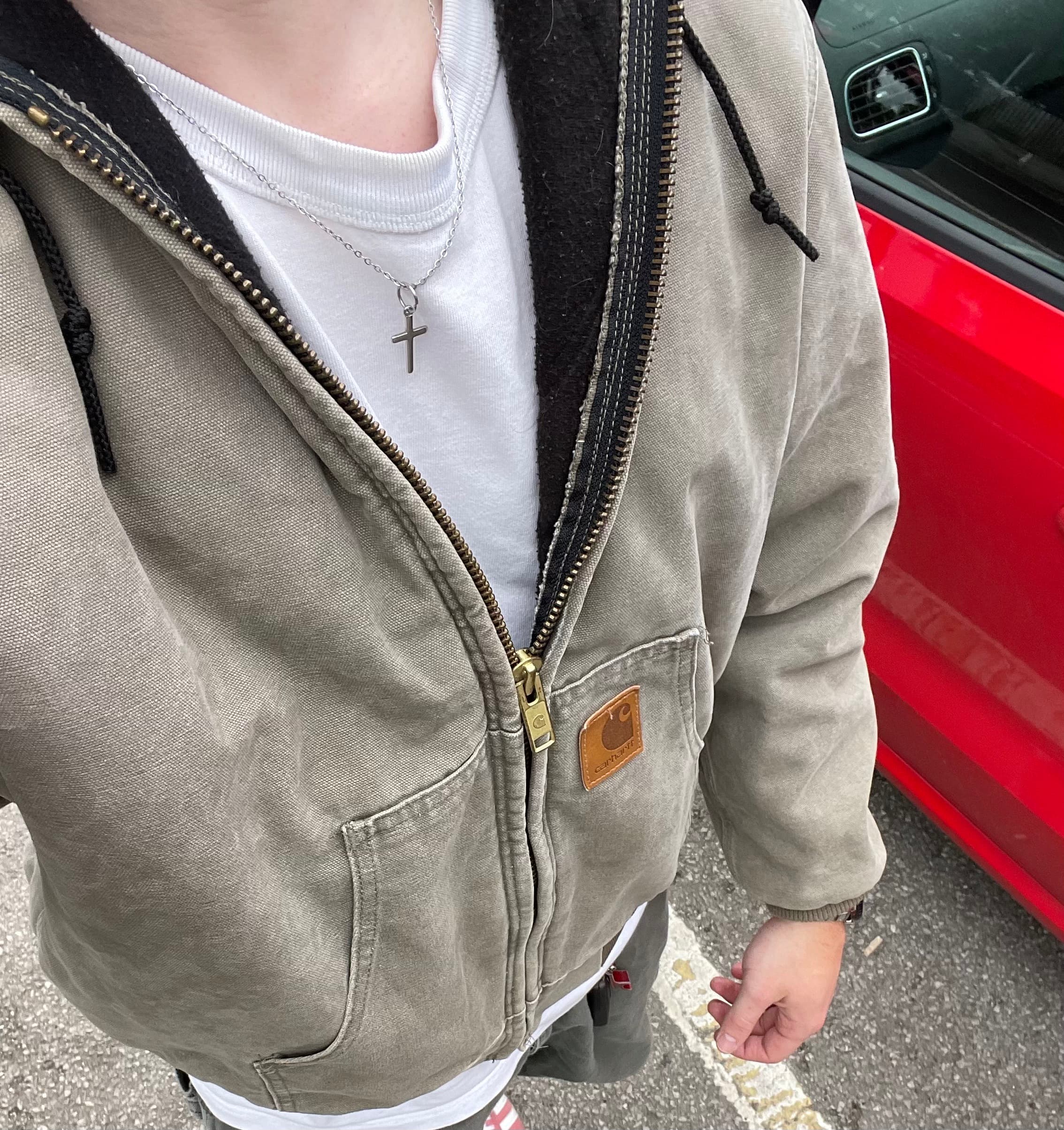 Vintage Carhartt Faded Beige Hooded Jacket