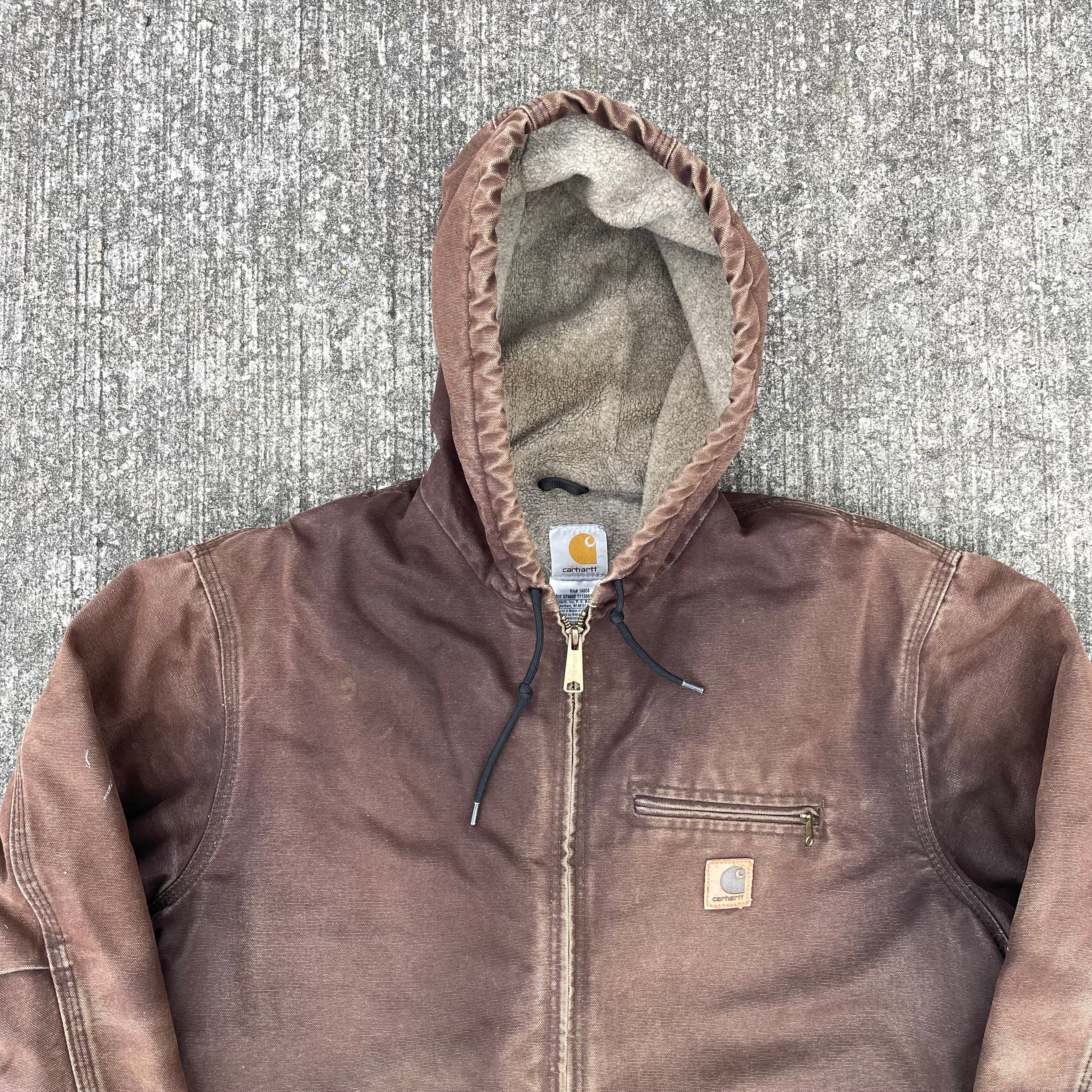 Vintage Carhartt Faded Brown Hooded Jacket