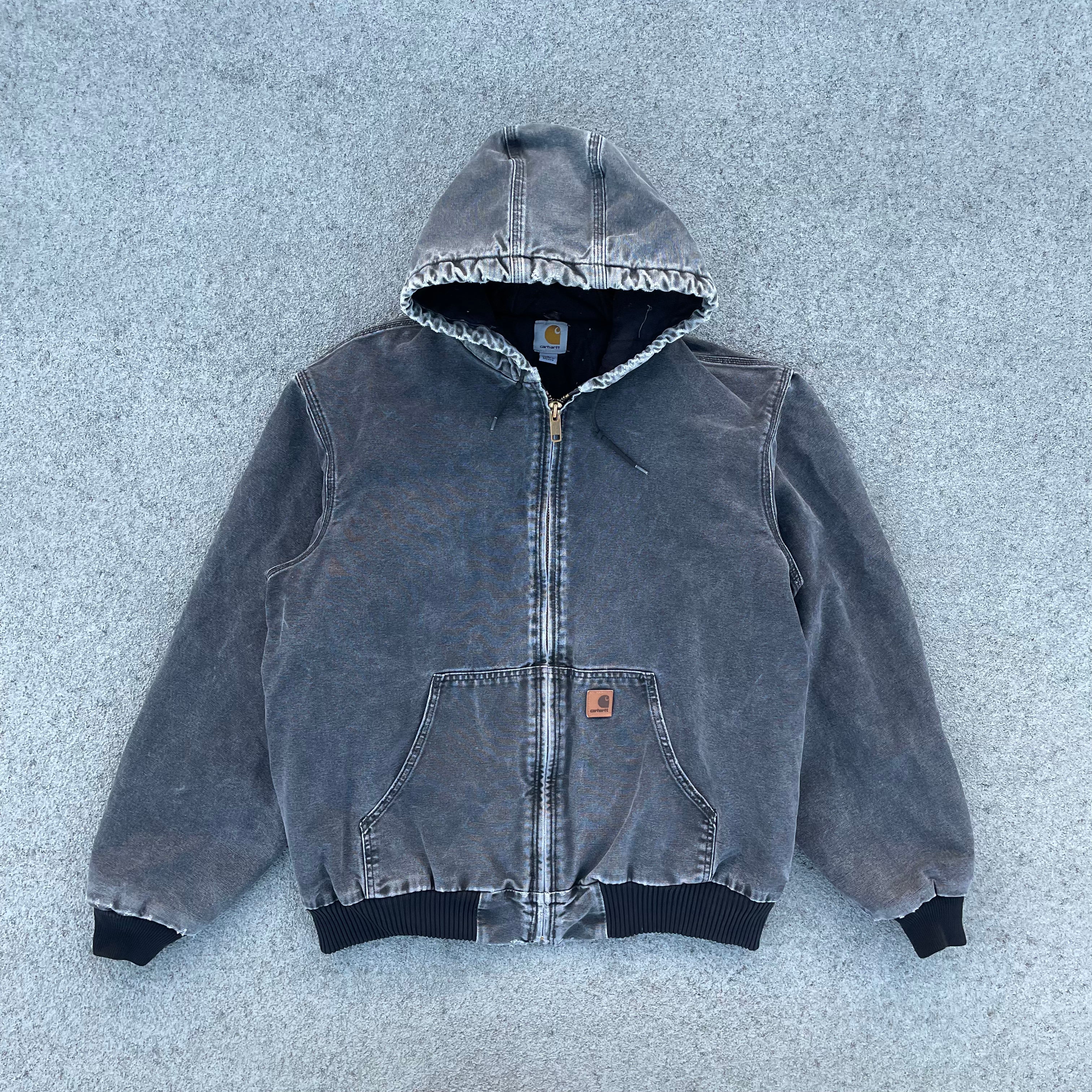 Vintage Carhartt Faded Grey Hooded Jacket