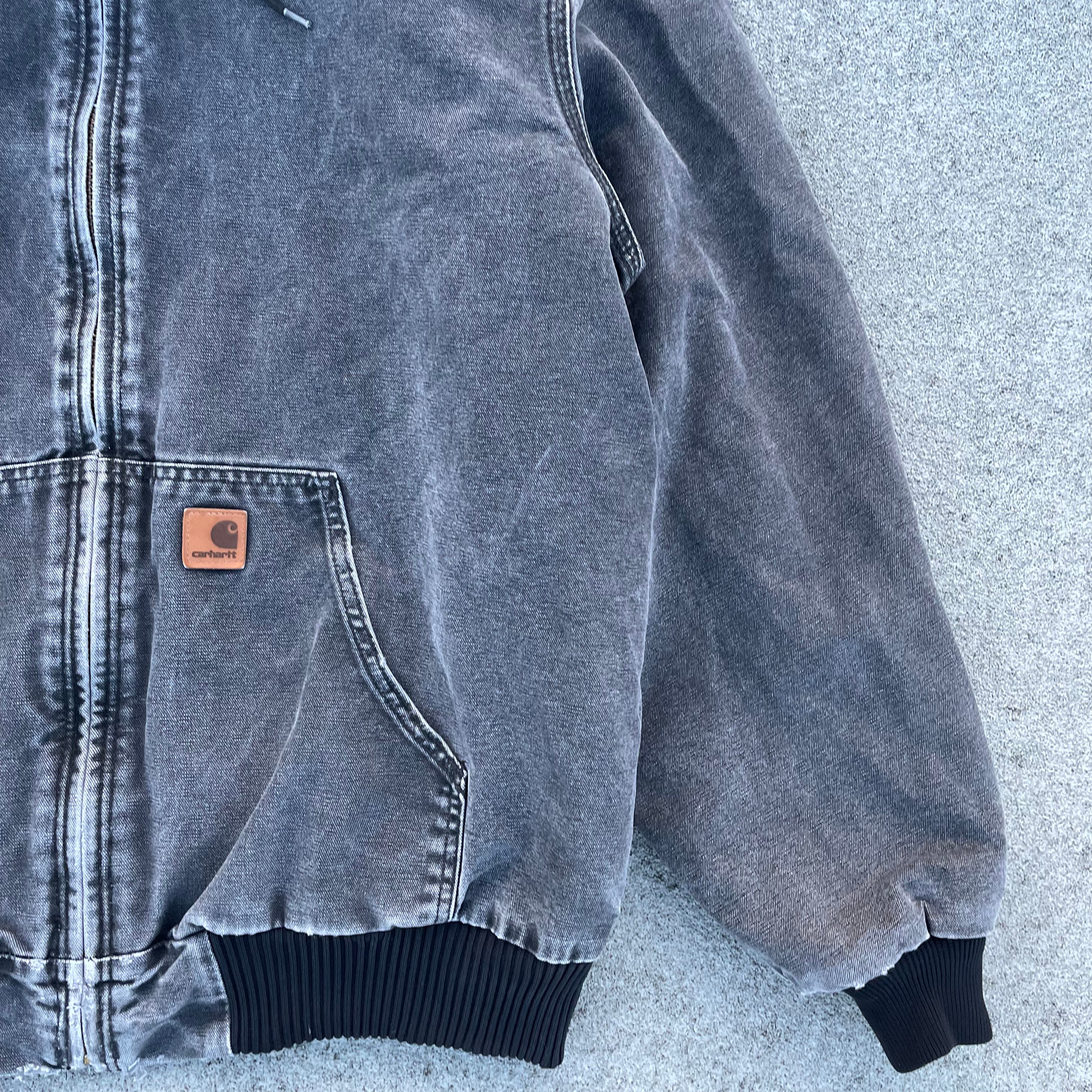 Vintage Carhartt Faded Grey Hooded Jacket