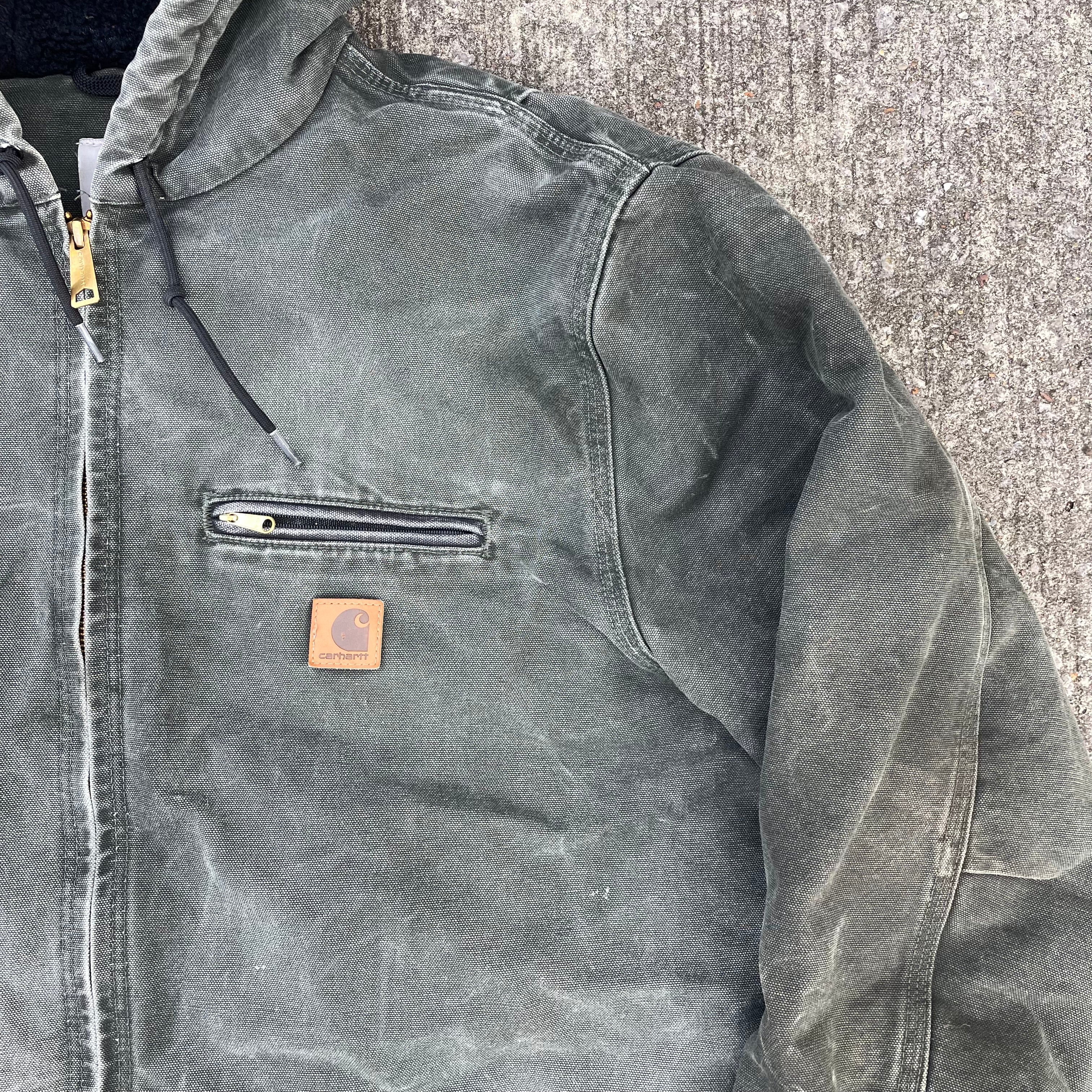 Vintage Carhartt Faded Green Hooded Jacket