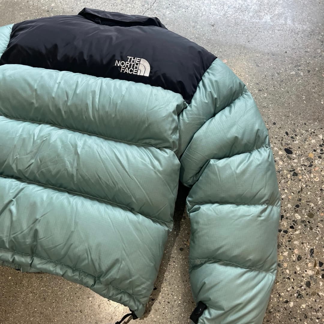 The North Face Womens Eggshell Green / Blue Puffer Jacket